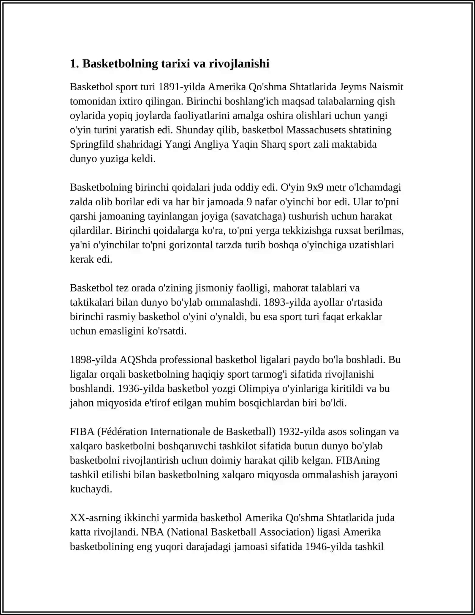 BASKETBOL HAQIDA UMUMIY MA'LUMOTLAR 3