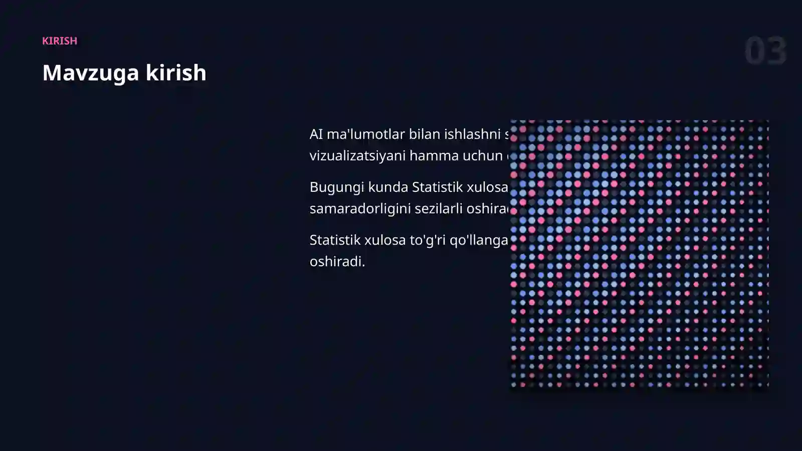 AI MA'LUMOTLAR BILAN ISHLASH 3