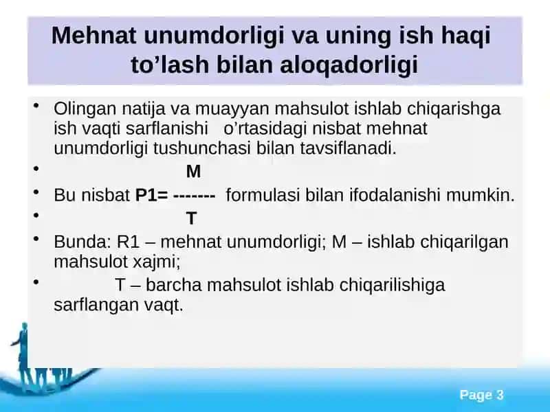 Mehnatunumdorligi- iqtisodiy o'sish omili sifatida 3