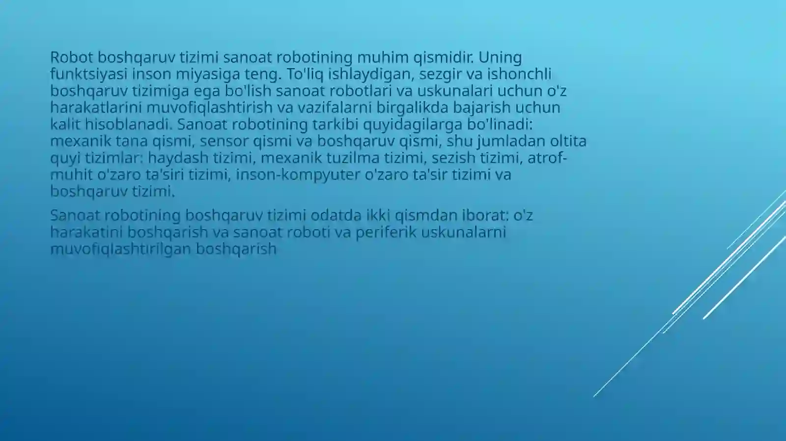 Robotlarni boshqarish tizimlari 3