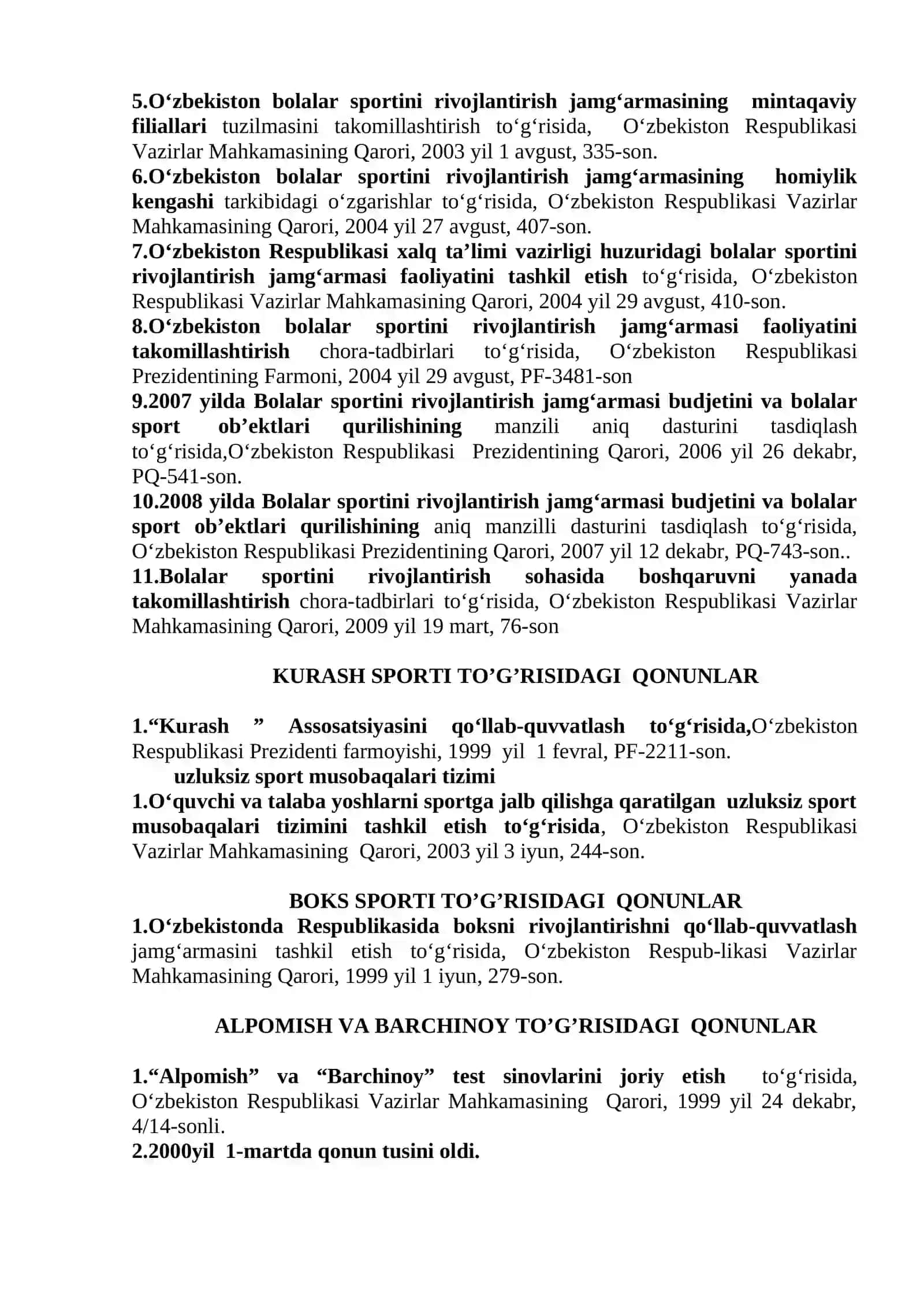 Jismoniy Tarbiya Va Sport To’g’risidagi Qonunlar 3