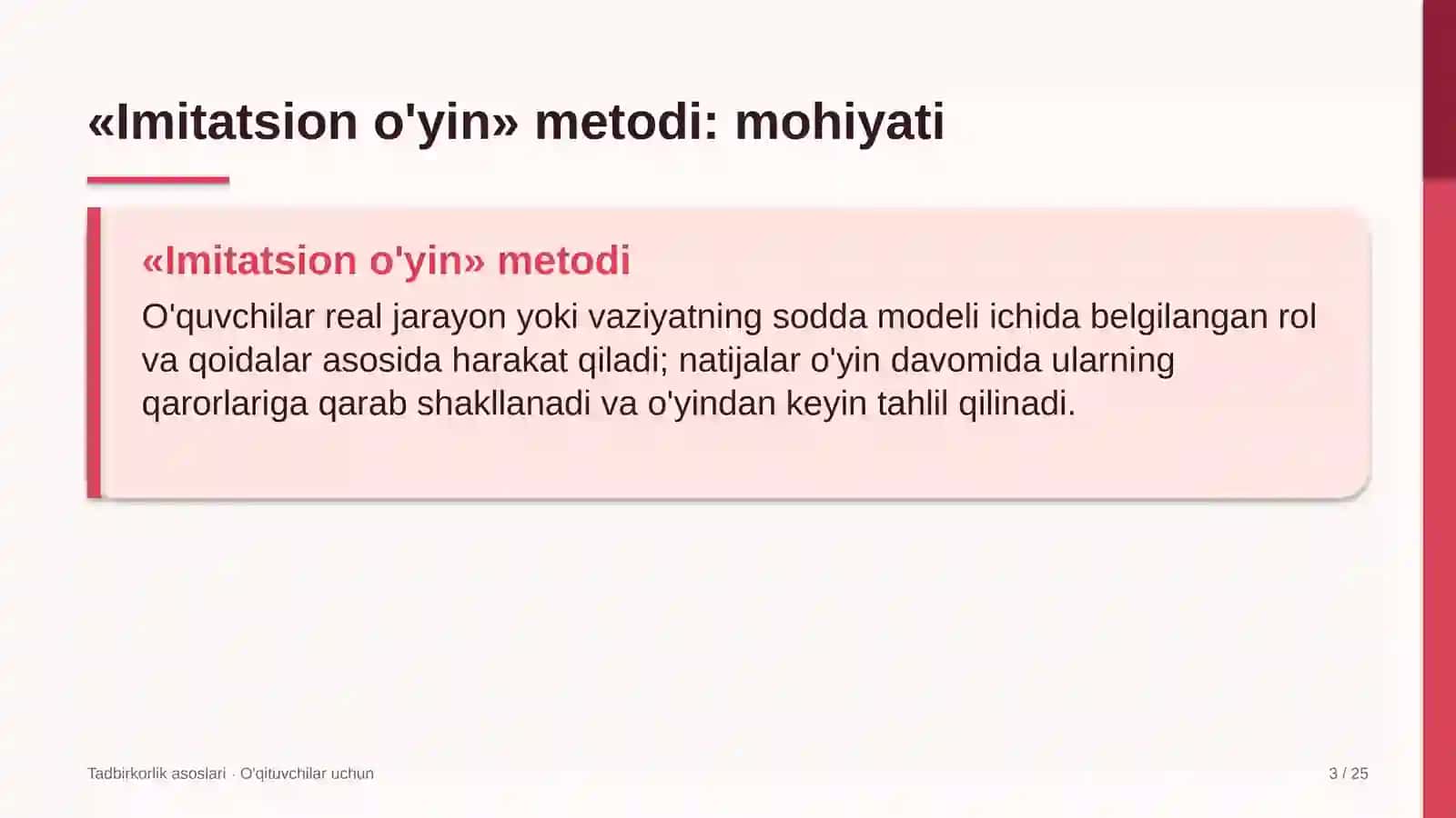 tadbirkorlik asoslari darslarida imitatsion o'yin metodidan foydalanish 9717 3