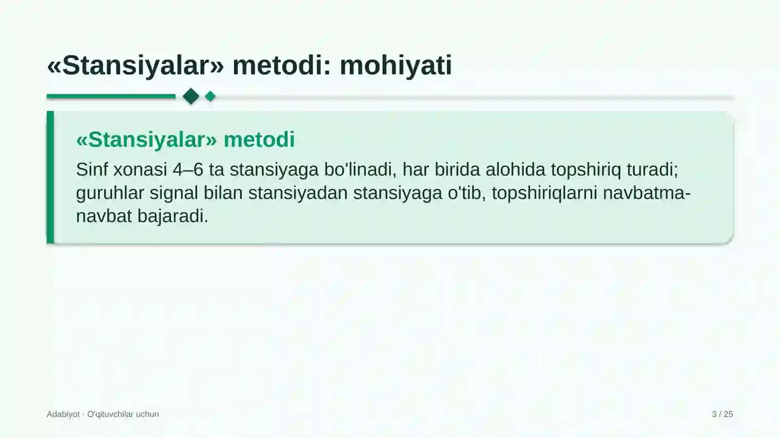 adabiyot darslarida stansiyalar metodidan foydalanish 8215 3
