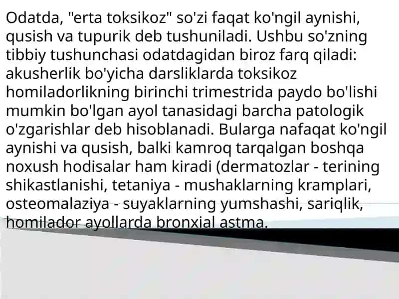 Homiladorlikda qusish ko'ngilaynishining sabablarini va davolashni o'rganish 3