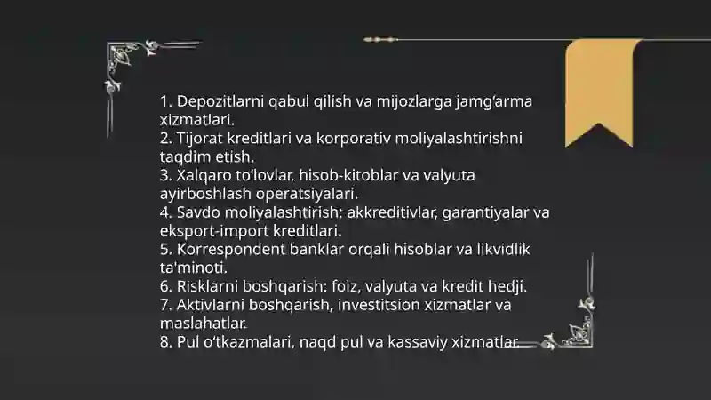 Xalqaro tijorat banklarining funksiyalari 3