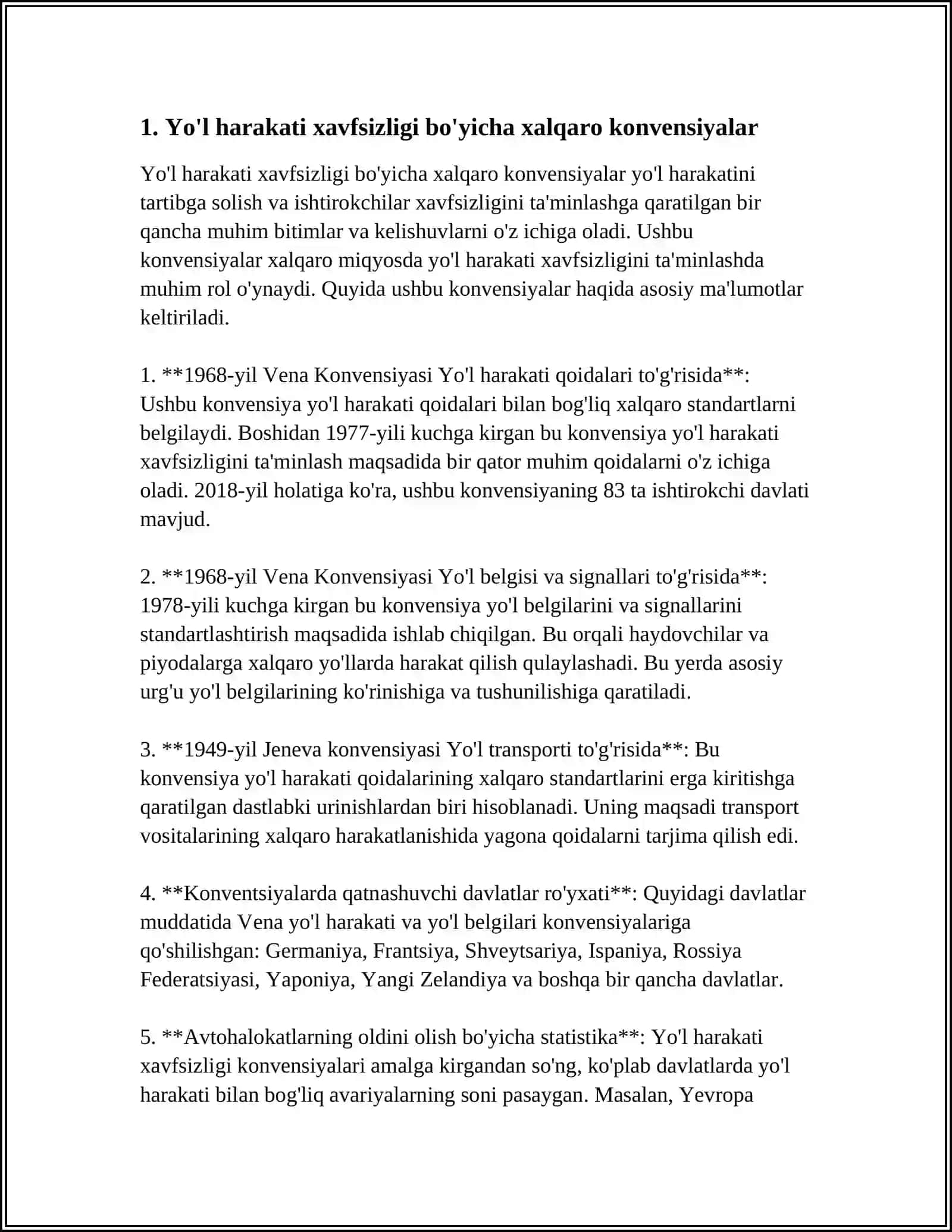XORJIY MAMLAKATLARDA YO'I HARAKATI XAVFSIZLIGI QONUN XUJJATLARI 3