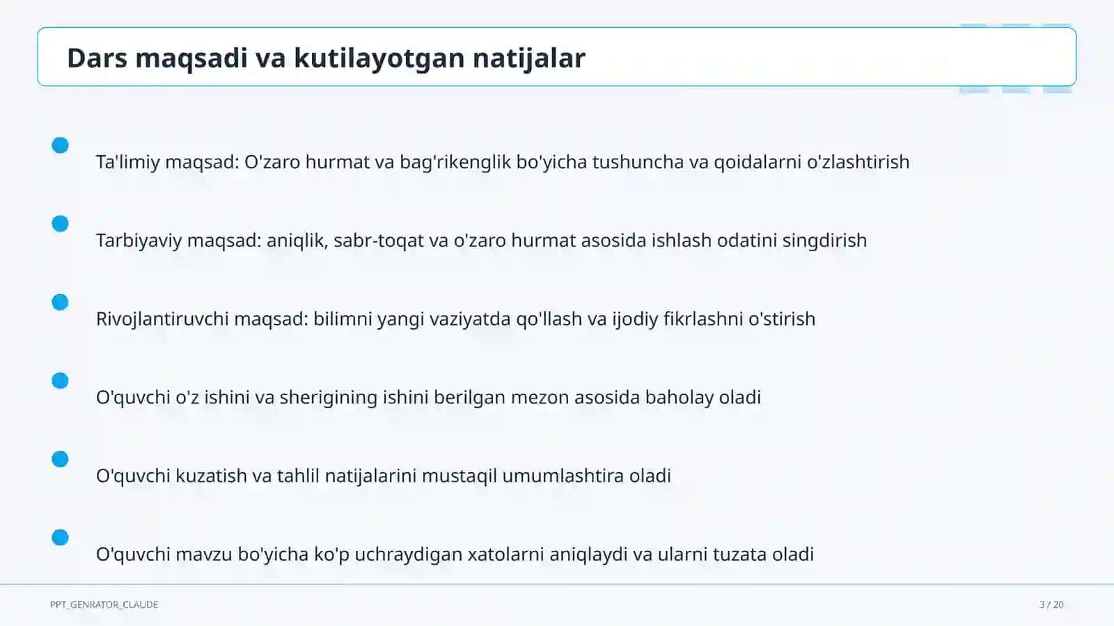 O'zaro hurmat va bag'rikenglik (7-sinf) 3