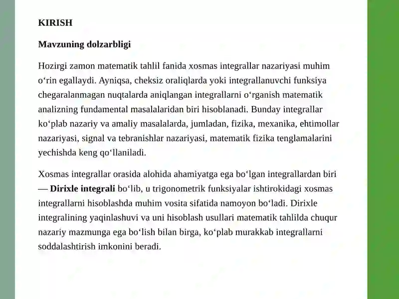 Xosmas integrallar va Dirixle integrali hisoblashi 3