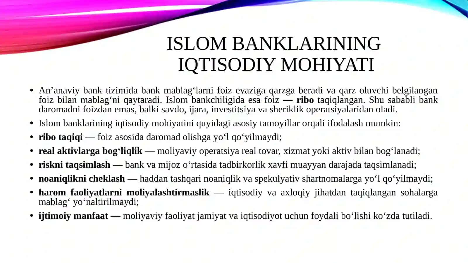 Islom banklari faoliyatining iqtisodiy mohiyati va ahamiyati 3