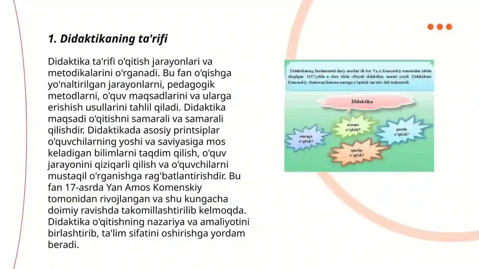 Didaktika. Didaktikaning predmeti va vazifalari 3