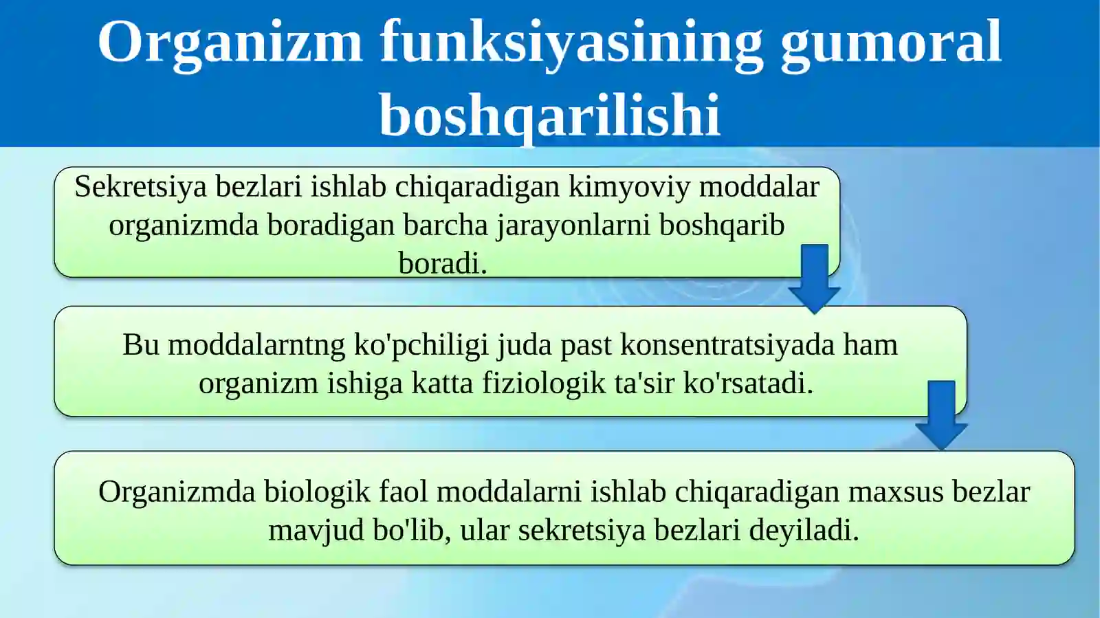 Organizm funksiyasining gumoral va nerv boshqarilishi 3