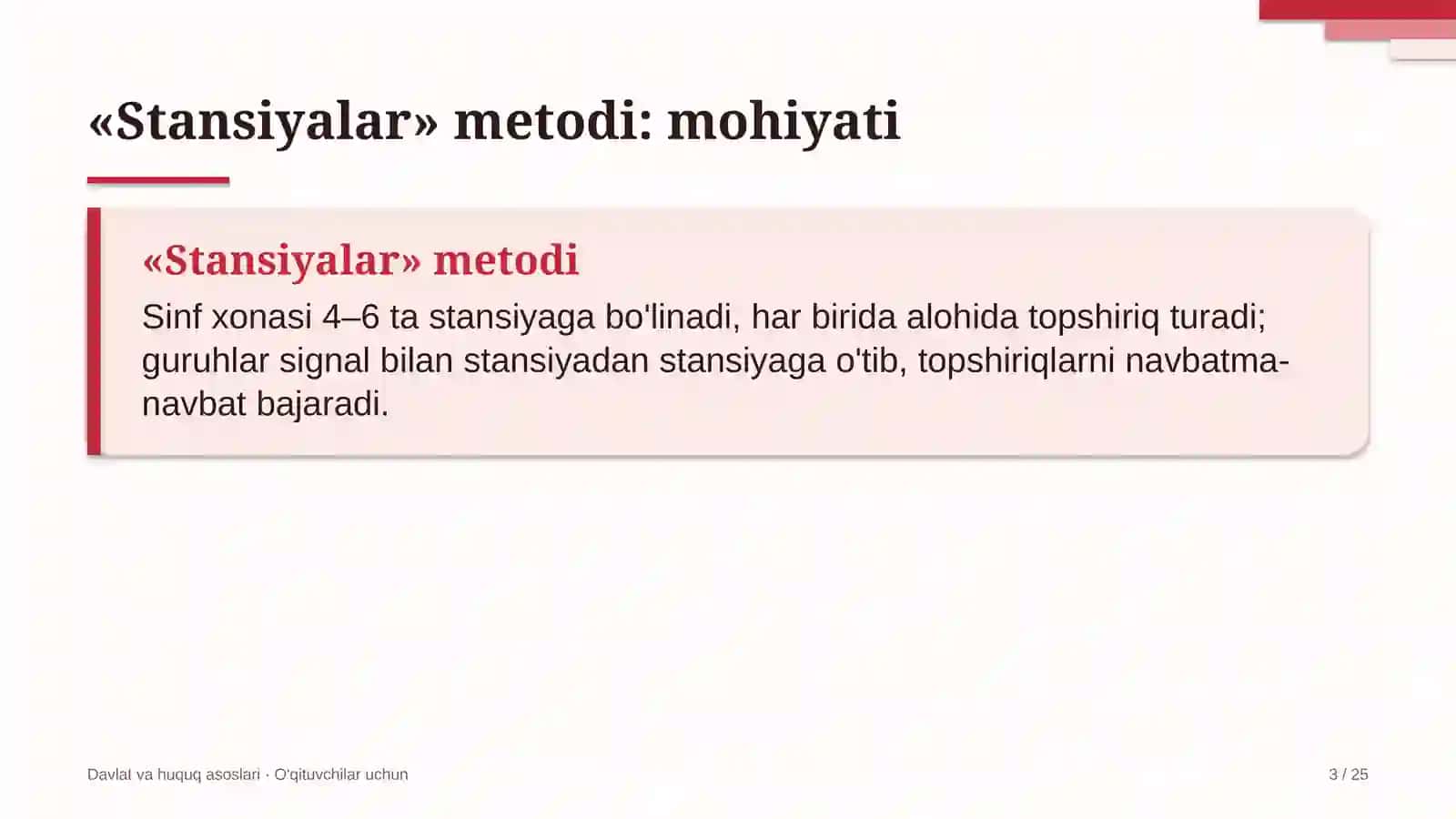 davlat va huquq asoslari darslarida stansiyalar metodidan foydalanish 7726 3