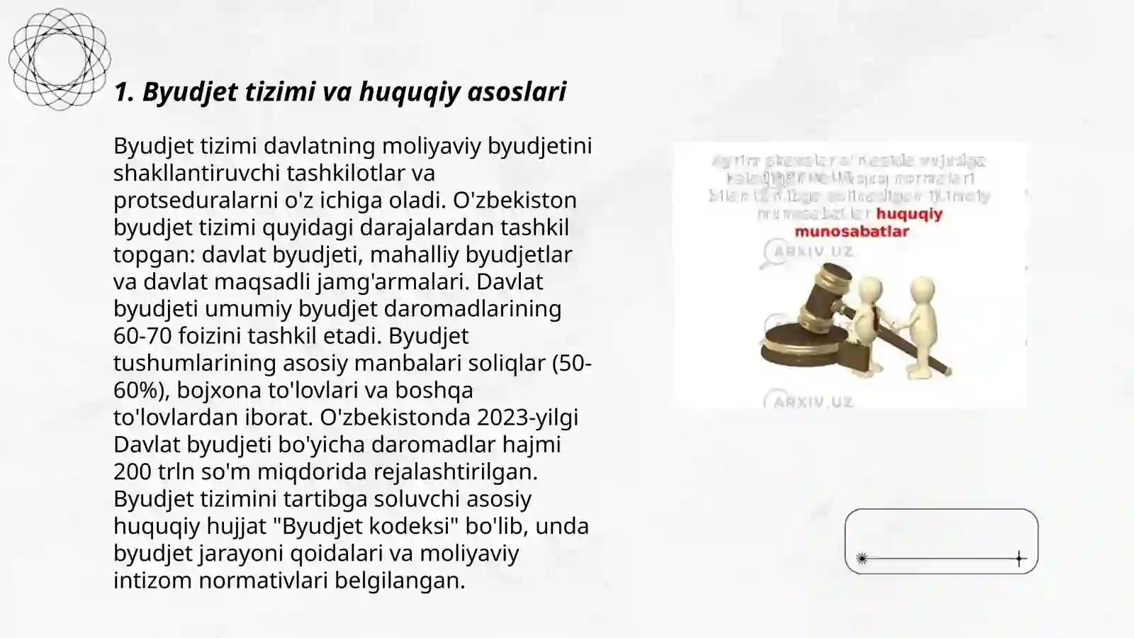Byudjet munosabatlarining huquqiy asoslari: moddiy huquq normalari va protsessual huquq normalari 3