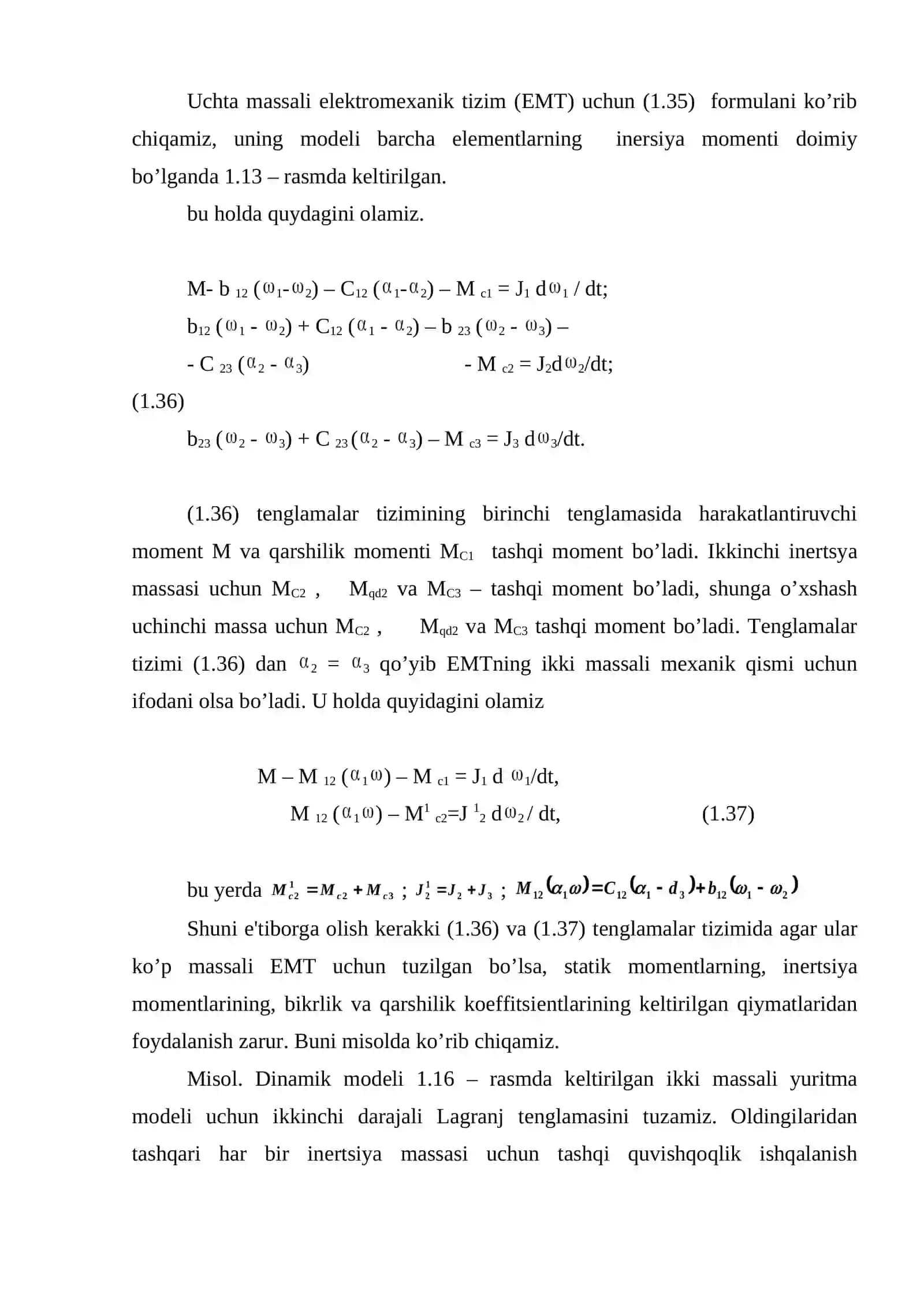 Elektr yuritmaning harakat tеnglamasi 3