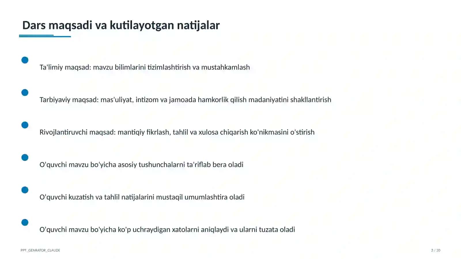 Dars rejasi 1