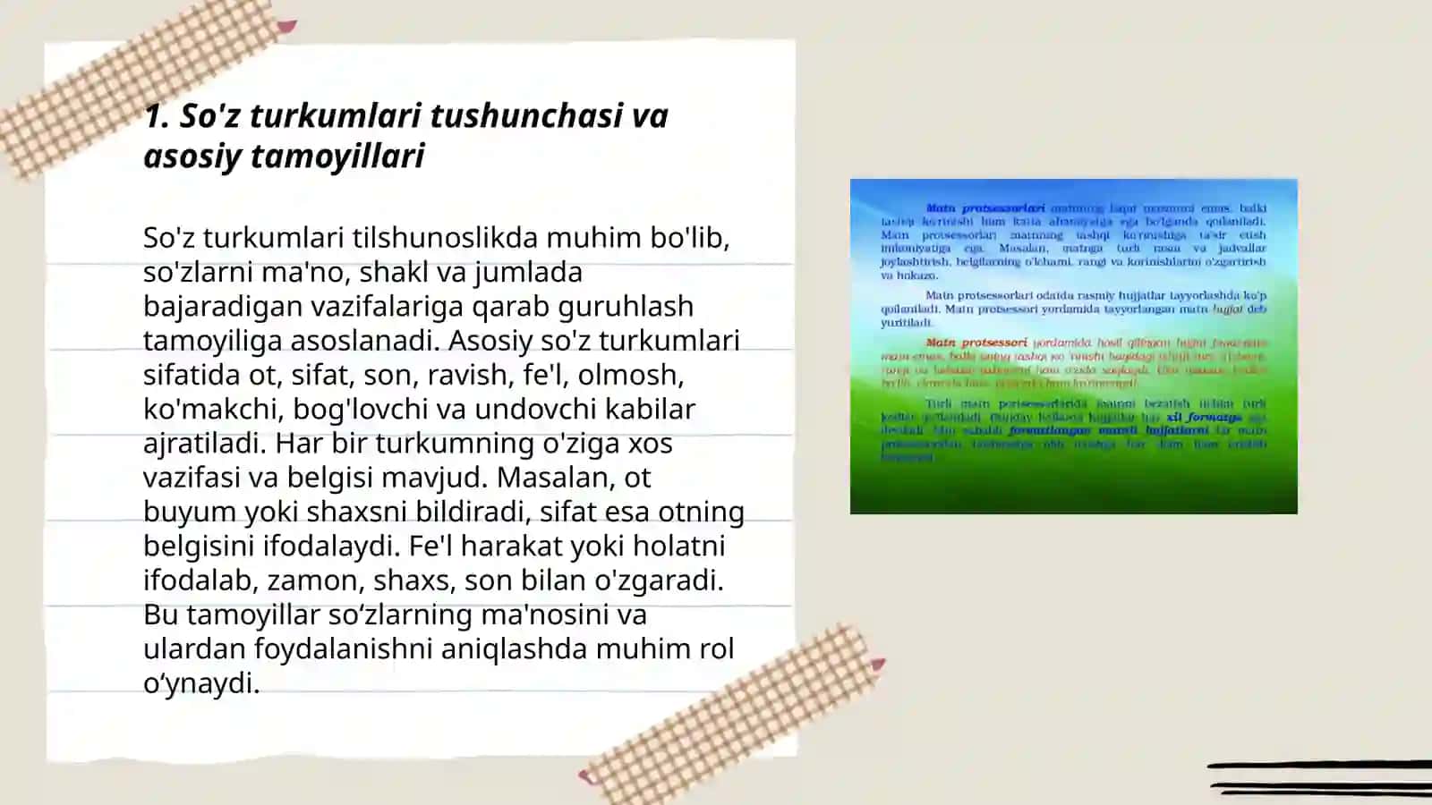 So'z turkumlari o'rganishni eng qulay metodik tavsiyalarni yaratish 3