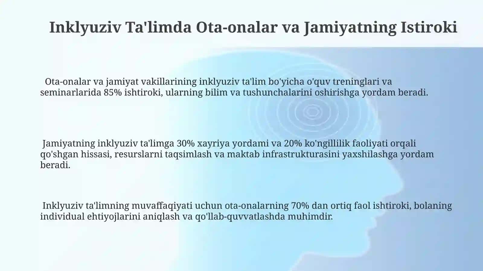 Inklyuziv ta'limning tamoyillari va unga bo'lgan ehtiyojlar va uning sabablari, bosqichlari 3