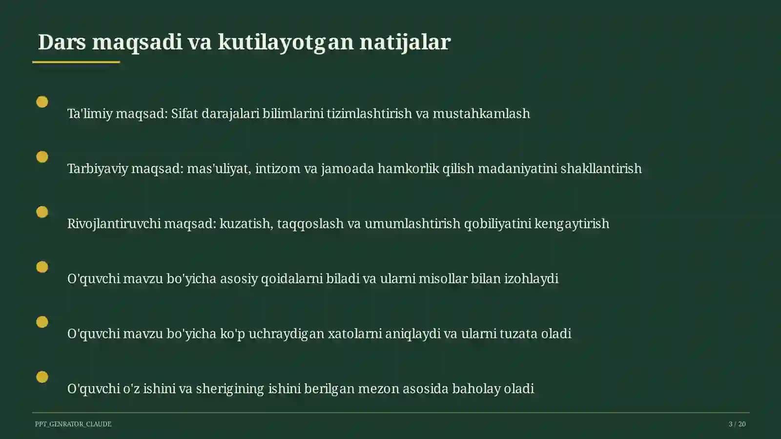 Sifat darajalari (6-sinf) 2