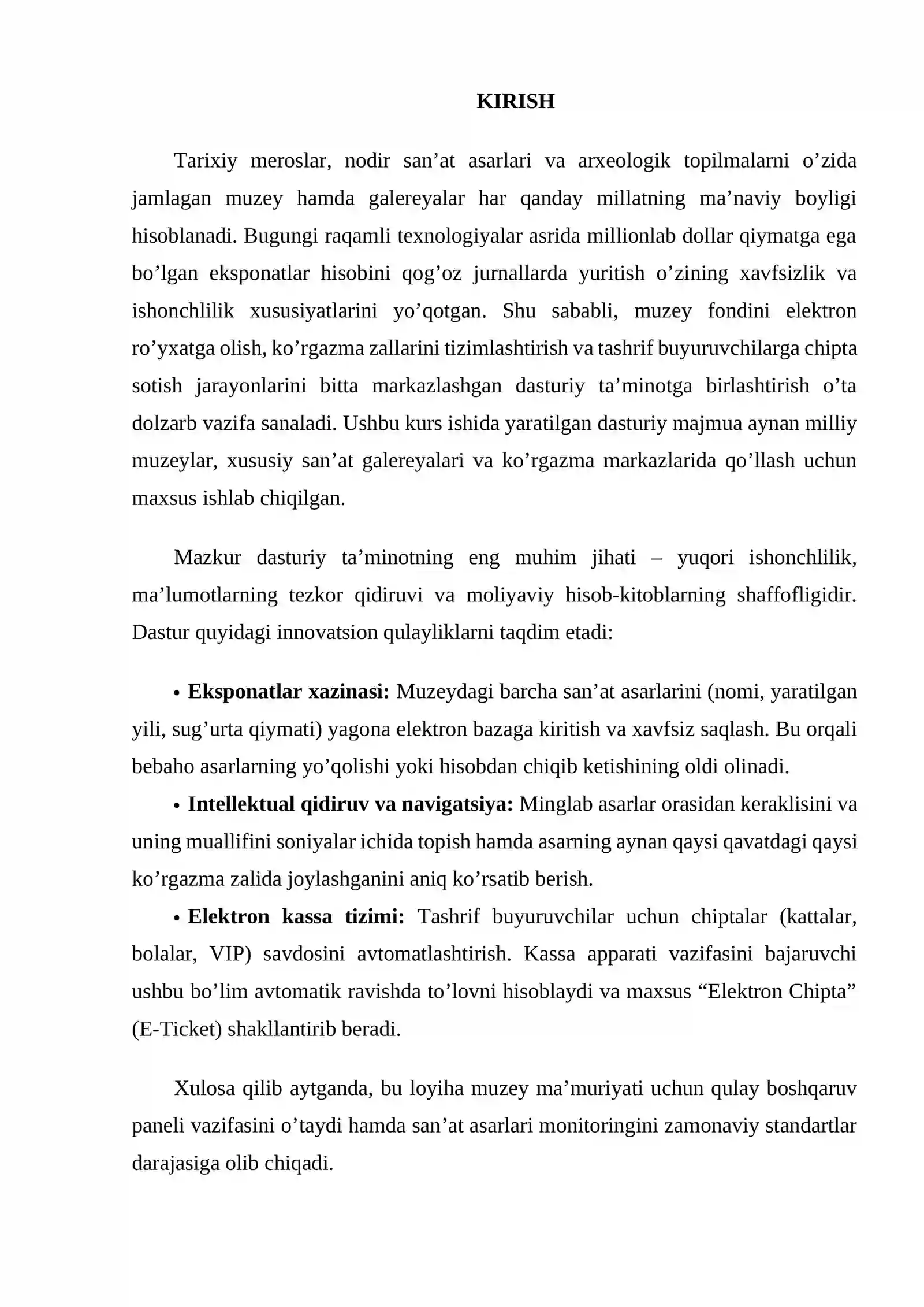 Visual Studio | Kurs ishi - SAN’AT GALEREYALARI VA MUZEY EKSPONATLARINI YURITISH DASTUR ILOVASINI YARATISH 3