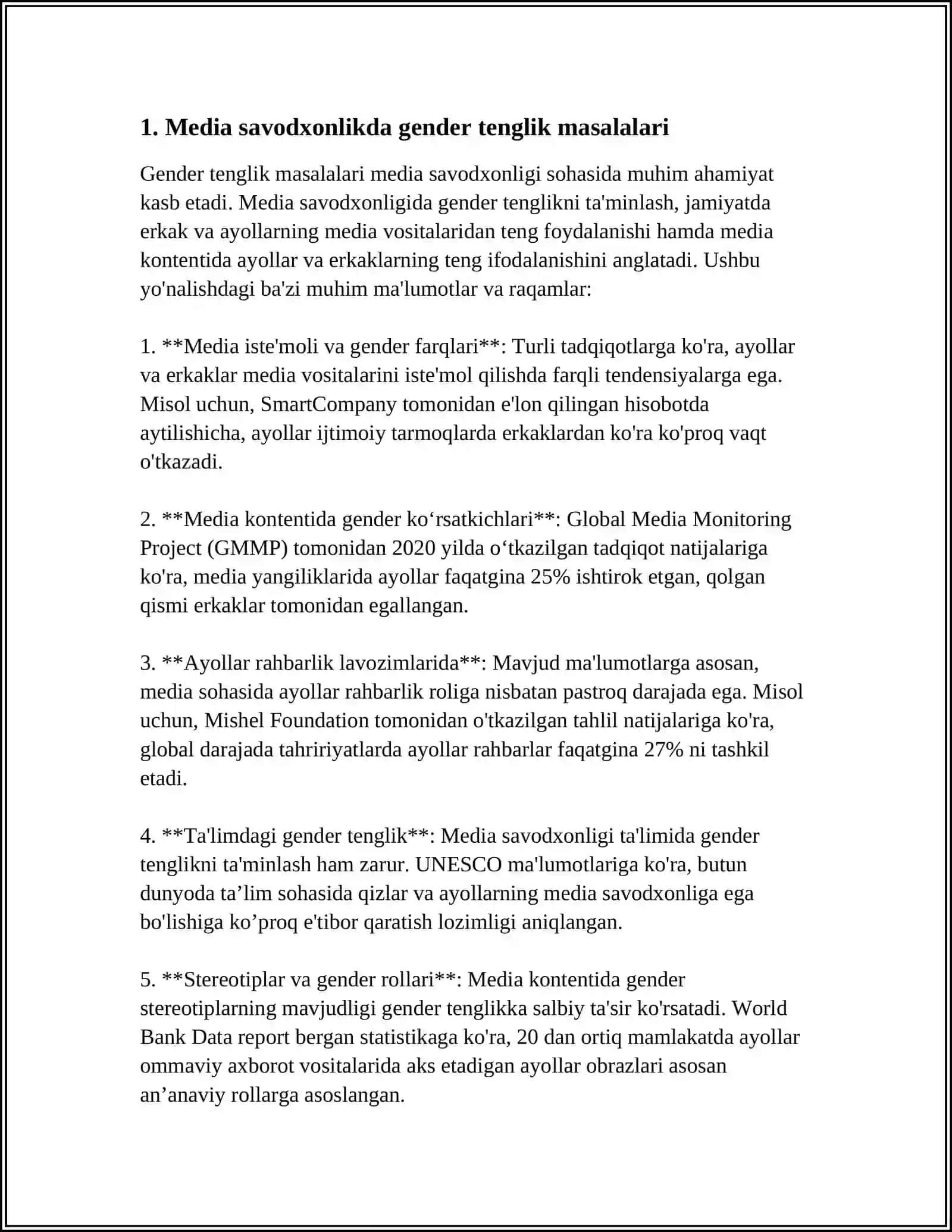 MEDIASAVODXONLIKDA GENDER JIHATLARI 3