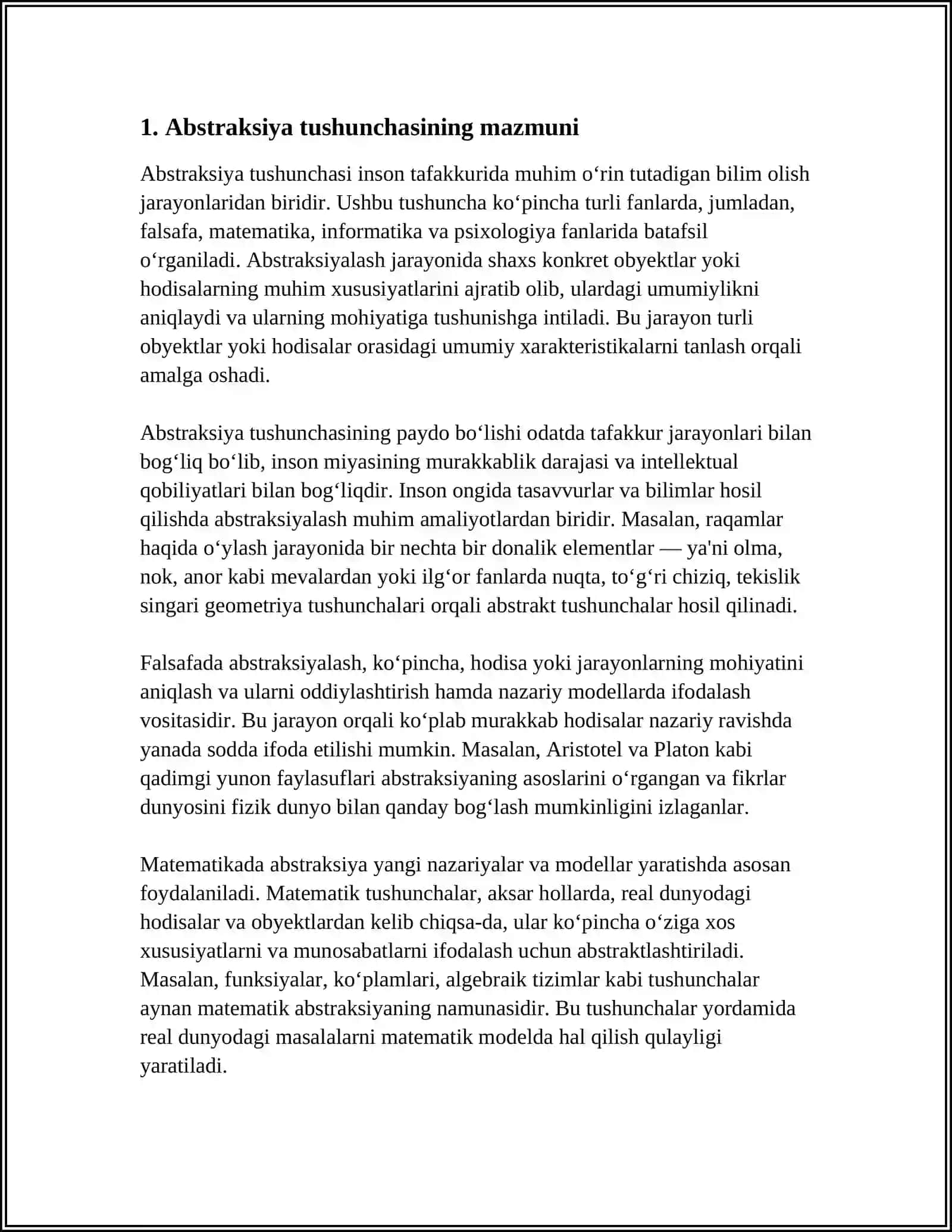 ABSTRAKSIYA TUSHUNCHASI. XULOSA VA HUKM. AKTIV VA PASSIV XAYOL. XAYOL TURLARI 3