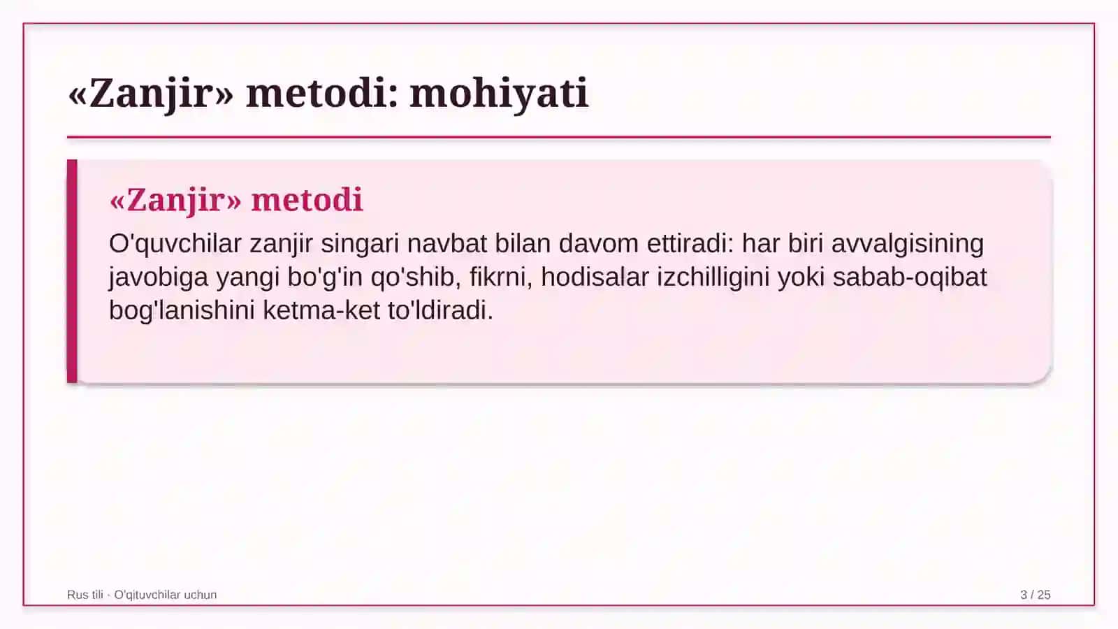 rus tili darslarida zanjir metodidan foydalanish 2943 3