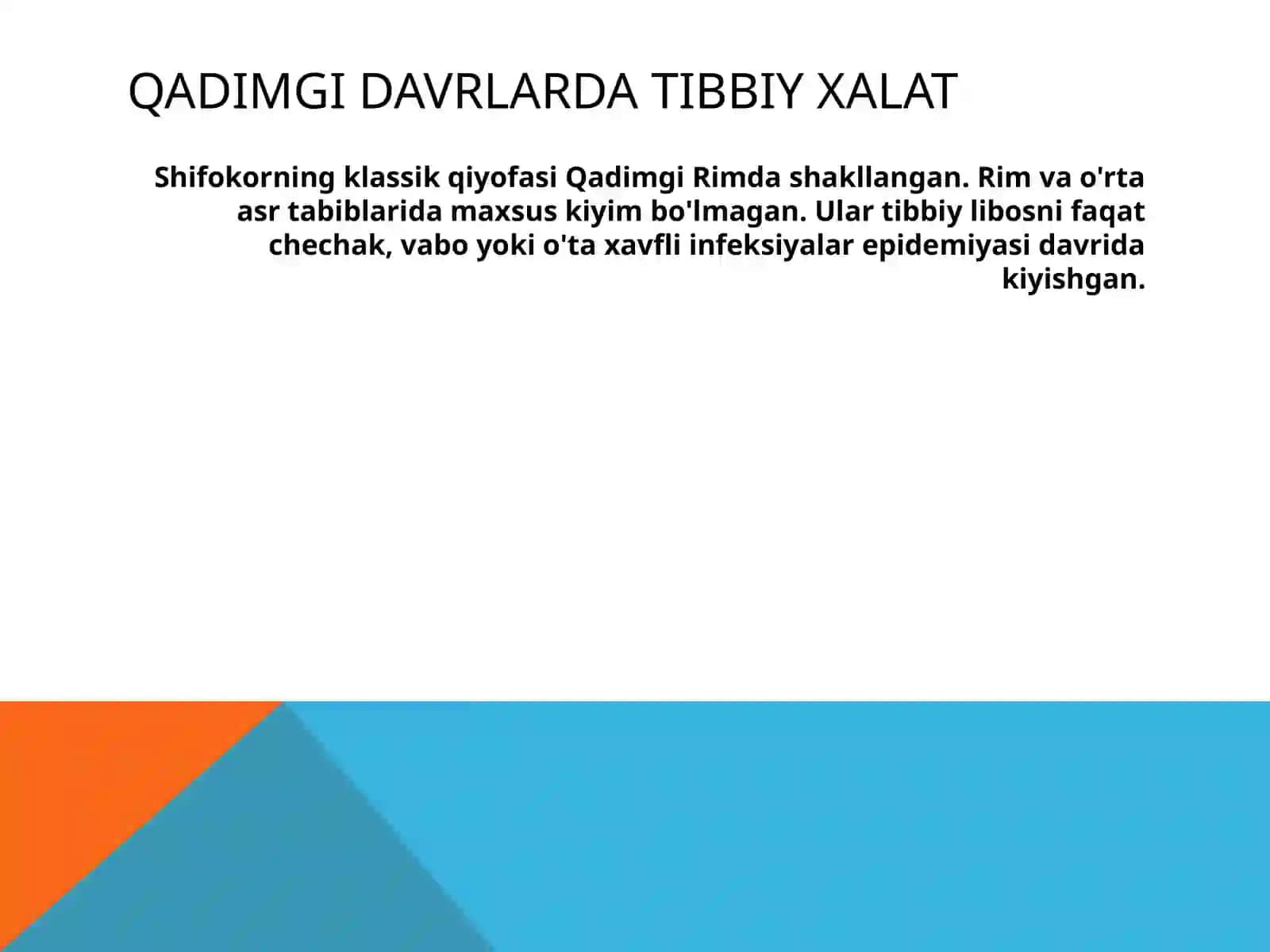 Tibbiy xalat paydo bo'lish tarixi (1-variant) 3