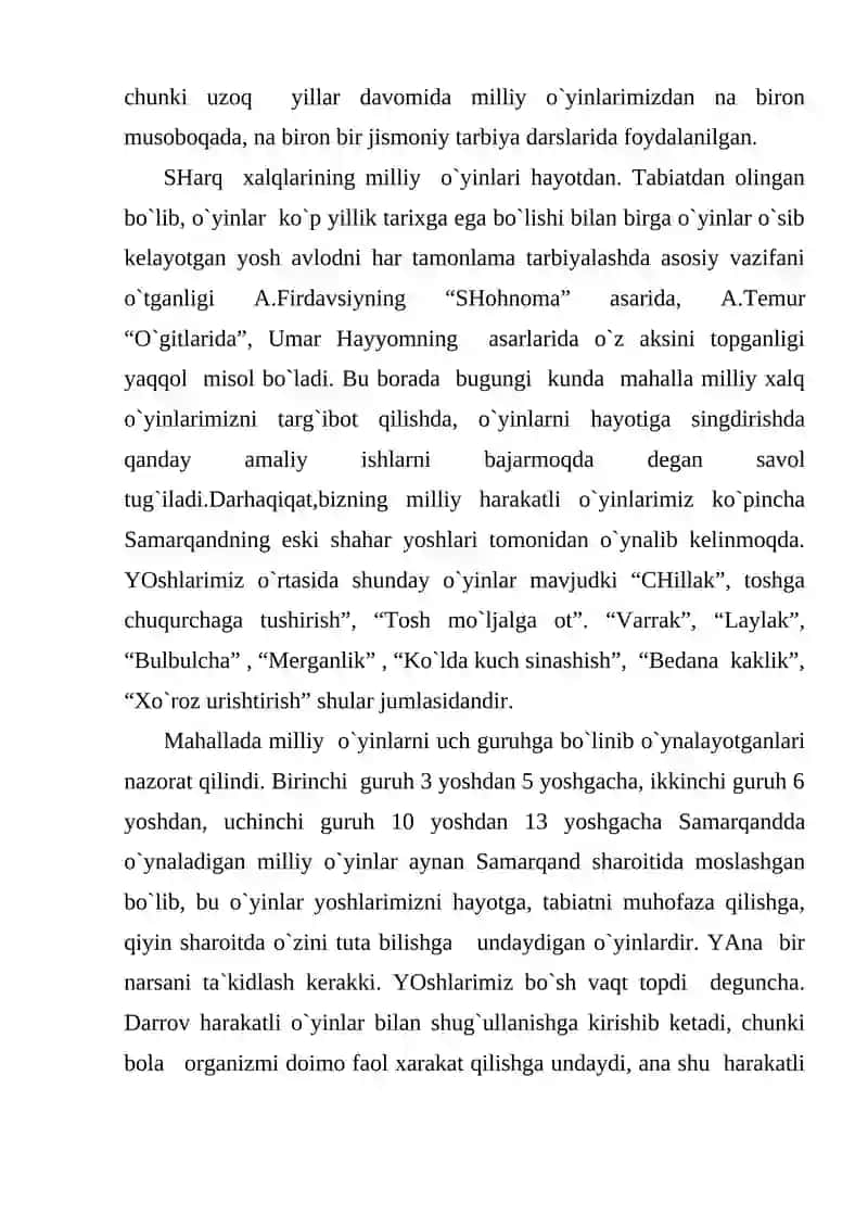 Milliy xalq o`yinlarining mohiyati yoshlarining tarbiyalashda tutgan o`rni 3