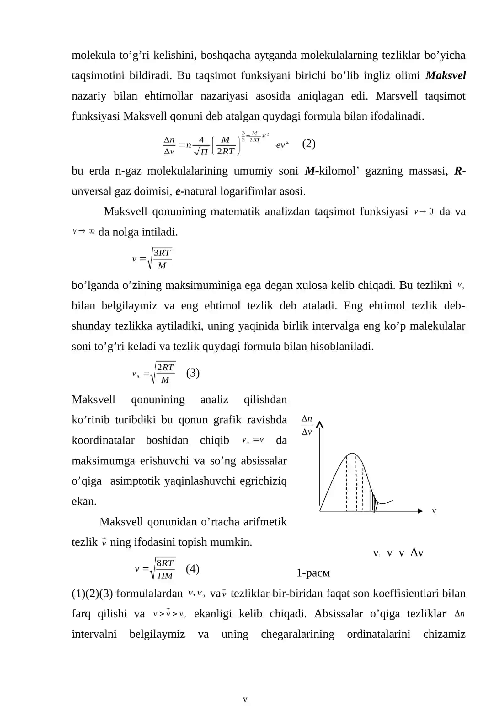 Molekulalar tezliklari va ularning taqsimot qonunlari 3