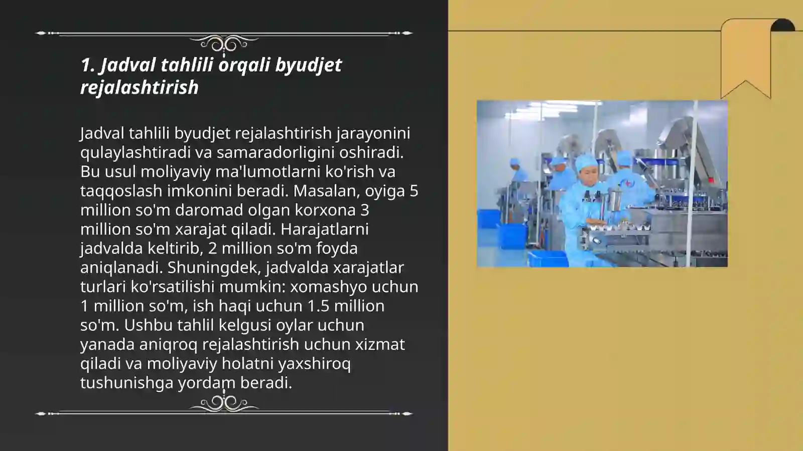 Jadval redaktorlardan iqtisodiy masalalarni yechish jarayonida foydalanish 3