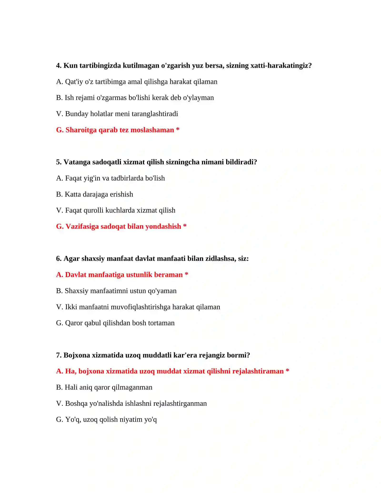 Bojxona xavfsizligi bo‘yicha testlar 3