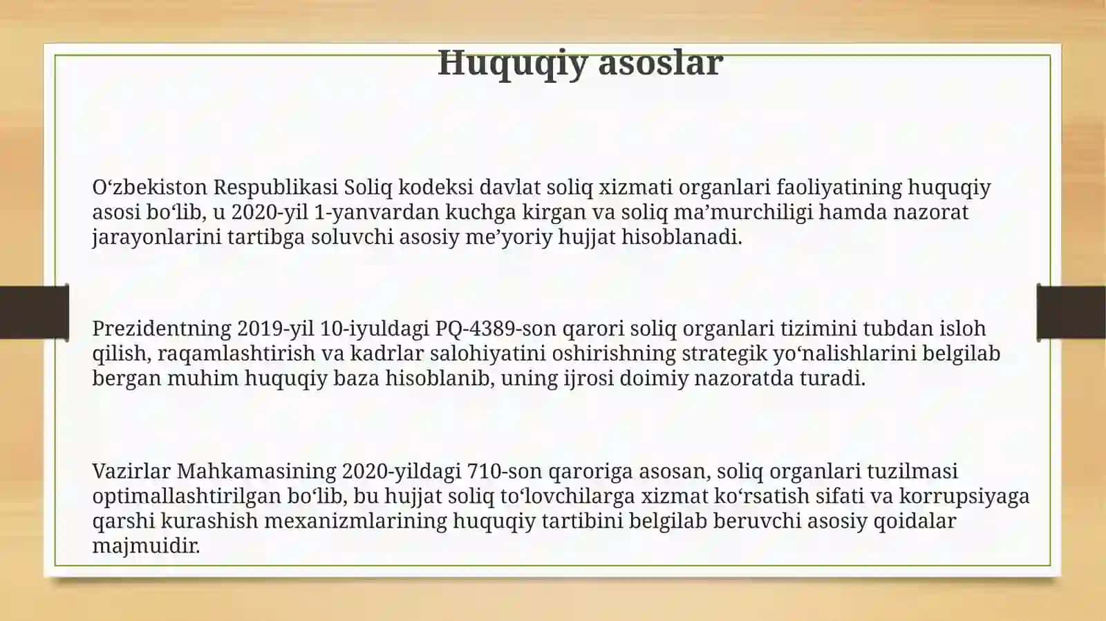 Xududiy davlat soliq xizmati organlari faoliyatini tashkil etish 3