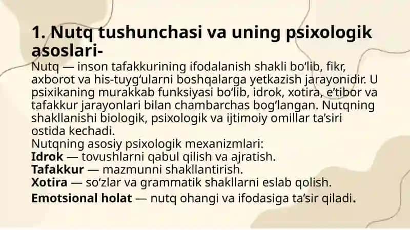 Nutq va muloqotning psixologiya hati. Shaxs psixologiyasi 3