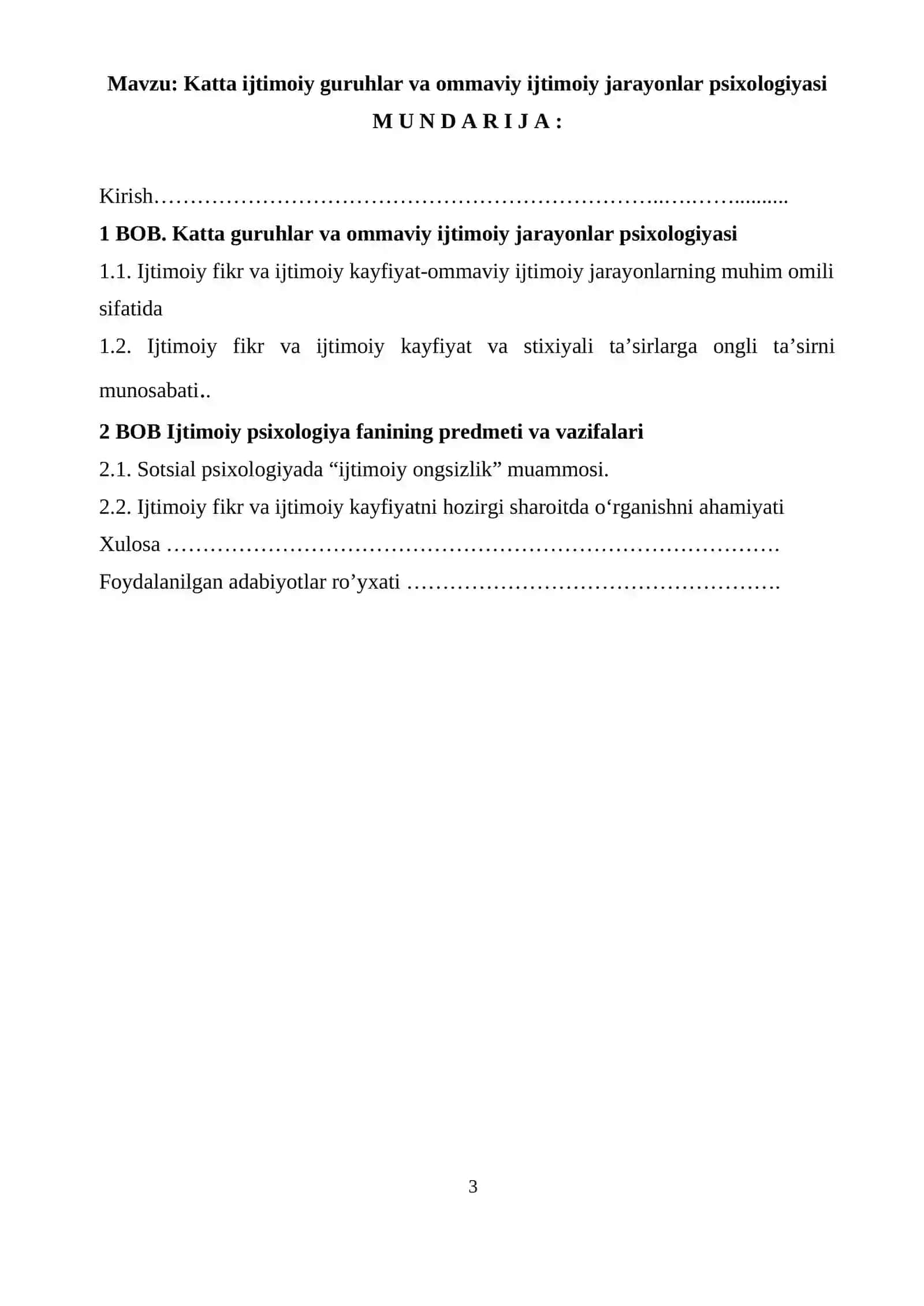 Kurs Ishi - Sotsiologiya 3