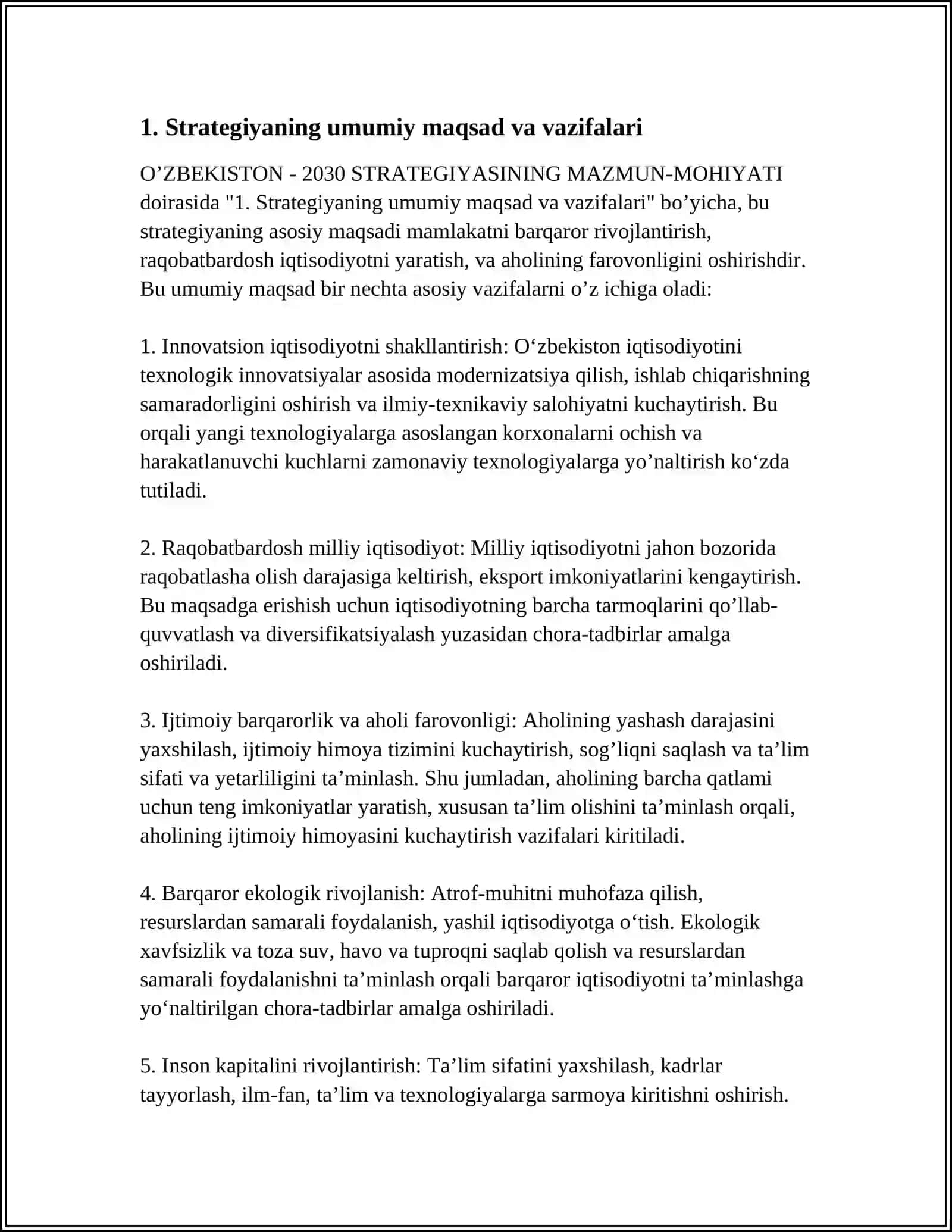 O'ZBEKISTON - 2030 STRATEGIYASINING MAZMUN-MOHIYATI 3