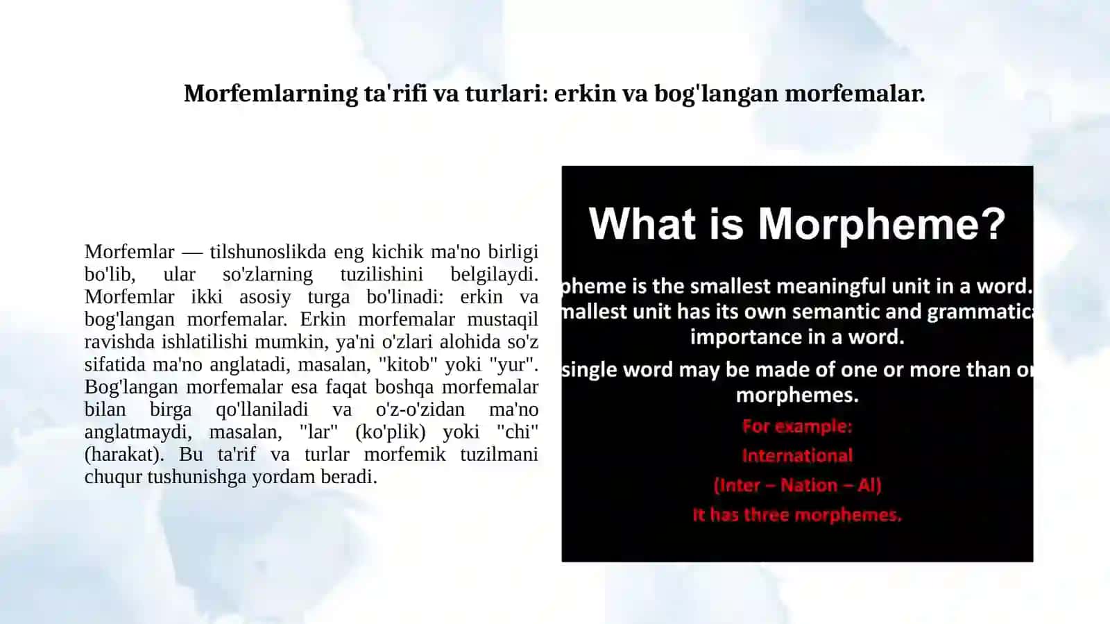 Oʻqitish metodikasi Morfemika 3