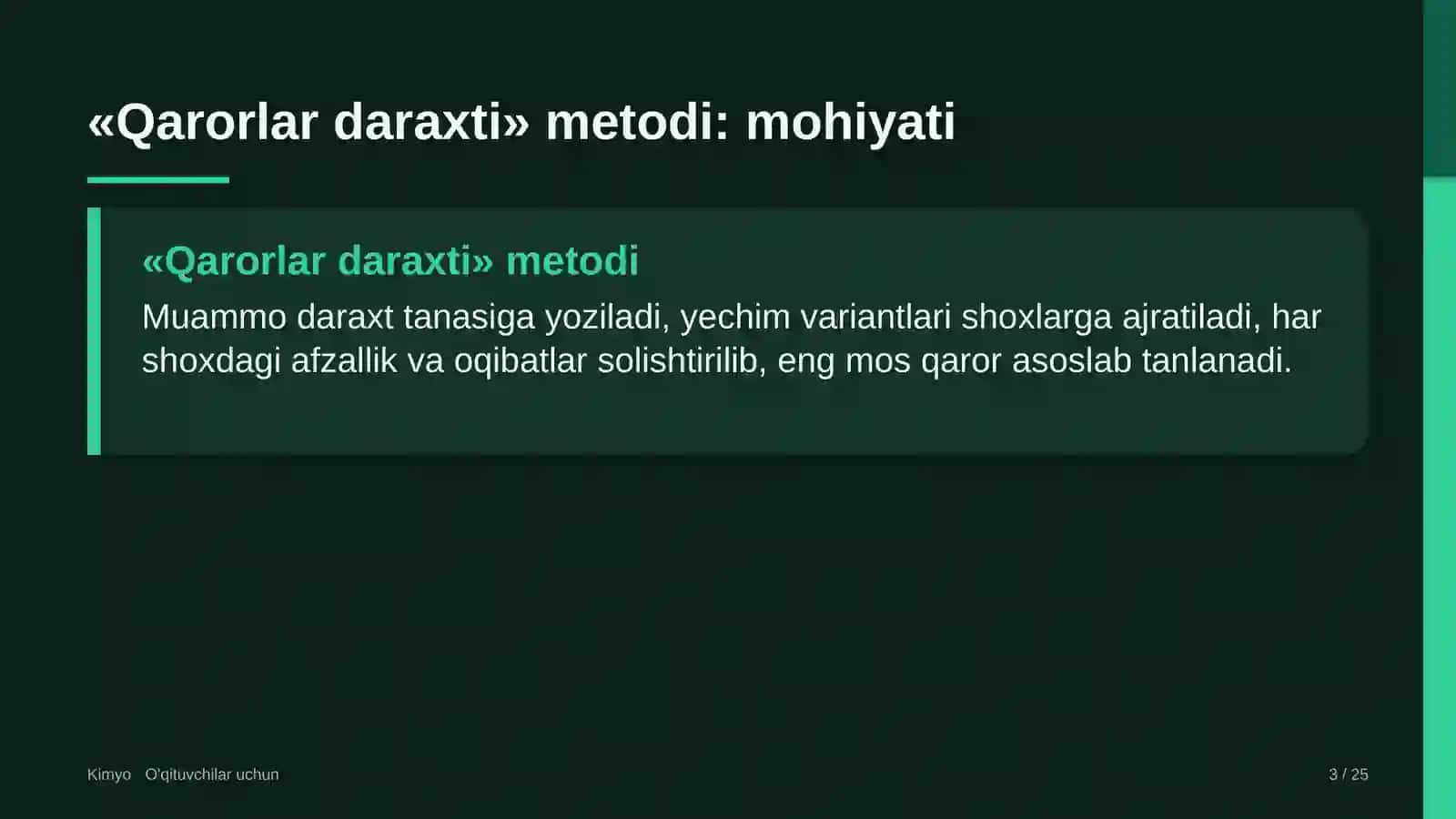 kimyo darslarida qarorlar daraxti metodidan foydalanish 1556 3