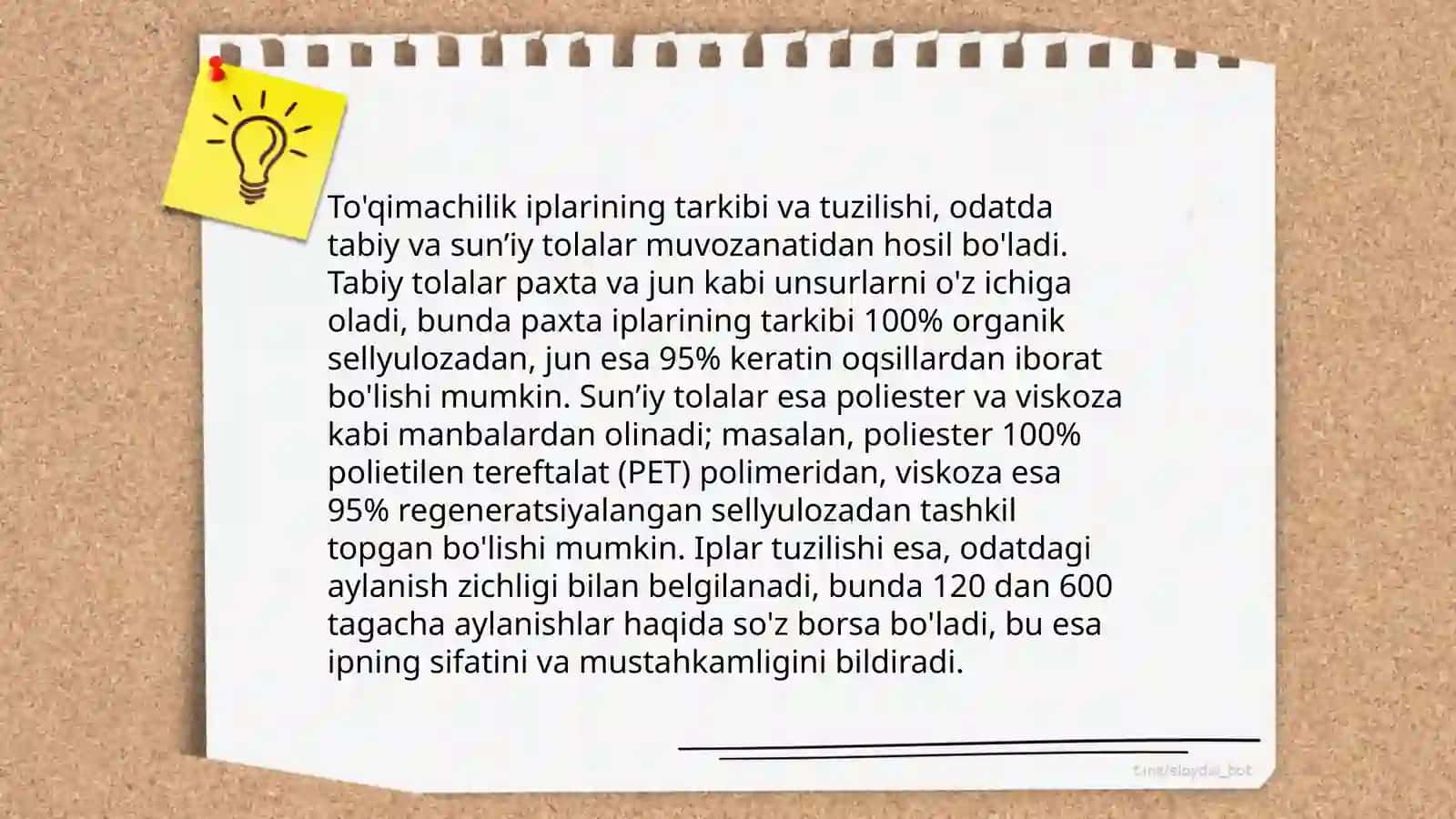 To'qimachilik va tikuvchilik iplarining xususiyatlarini aniqlashni urganish 3