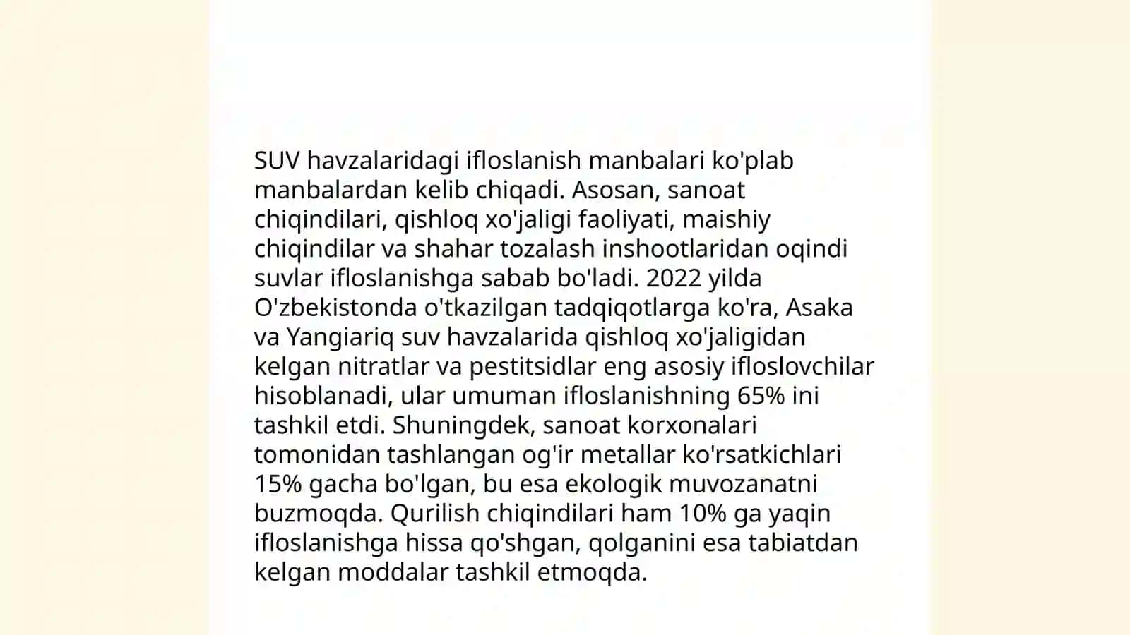 Suv havzalari ekologiyasi muammolarini yechish yo'llarini o'rganish 3