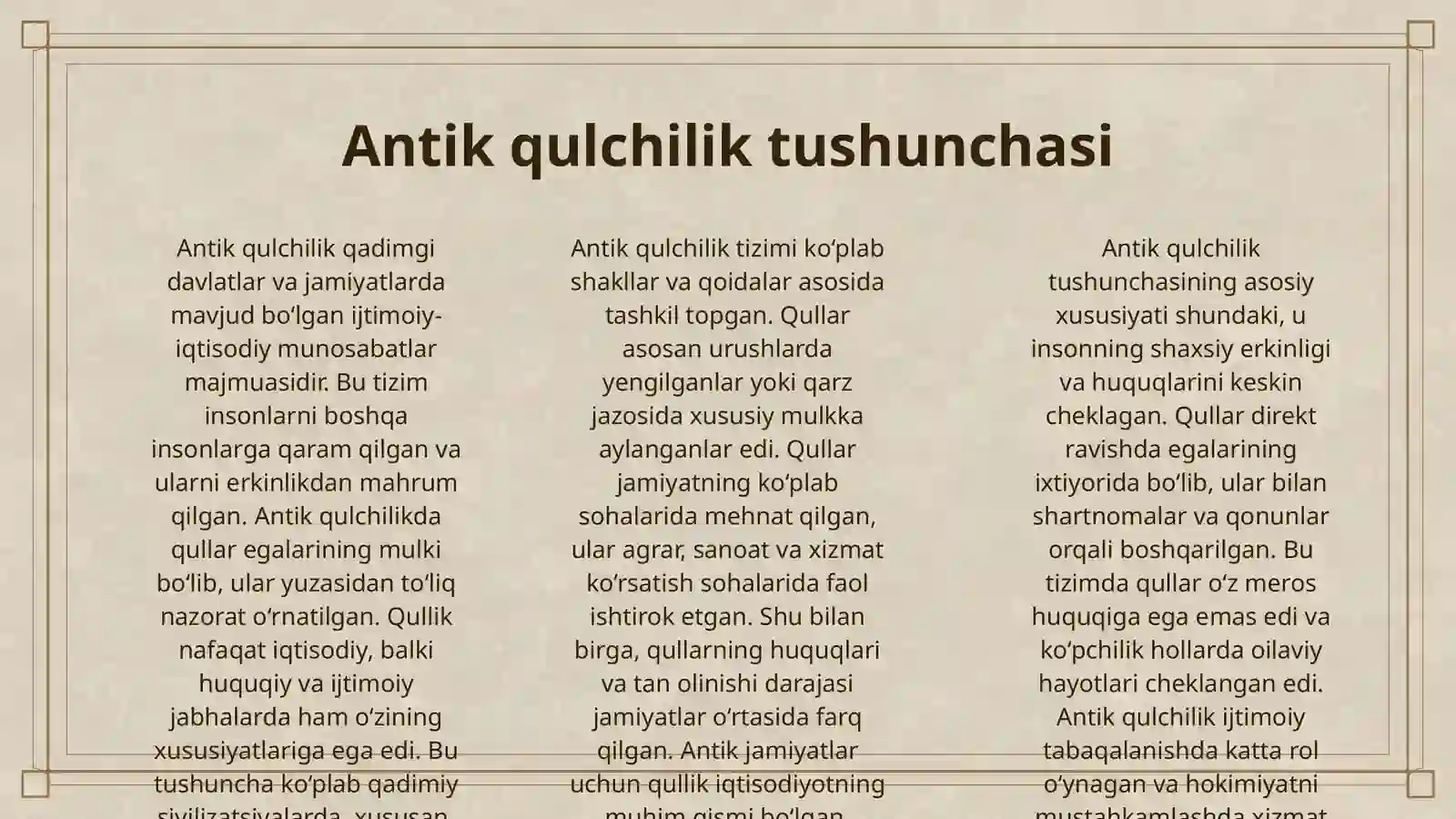 ANTIK QULCHILIK VA UNING O‘ZIGA XOS XUSUSIYATLARI 3
