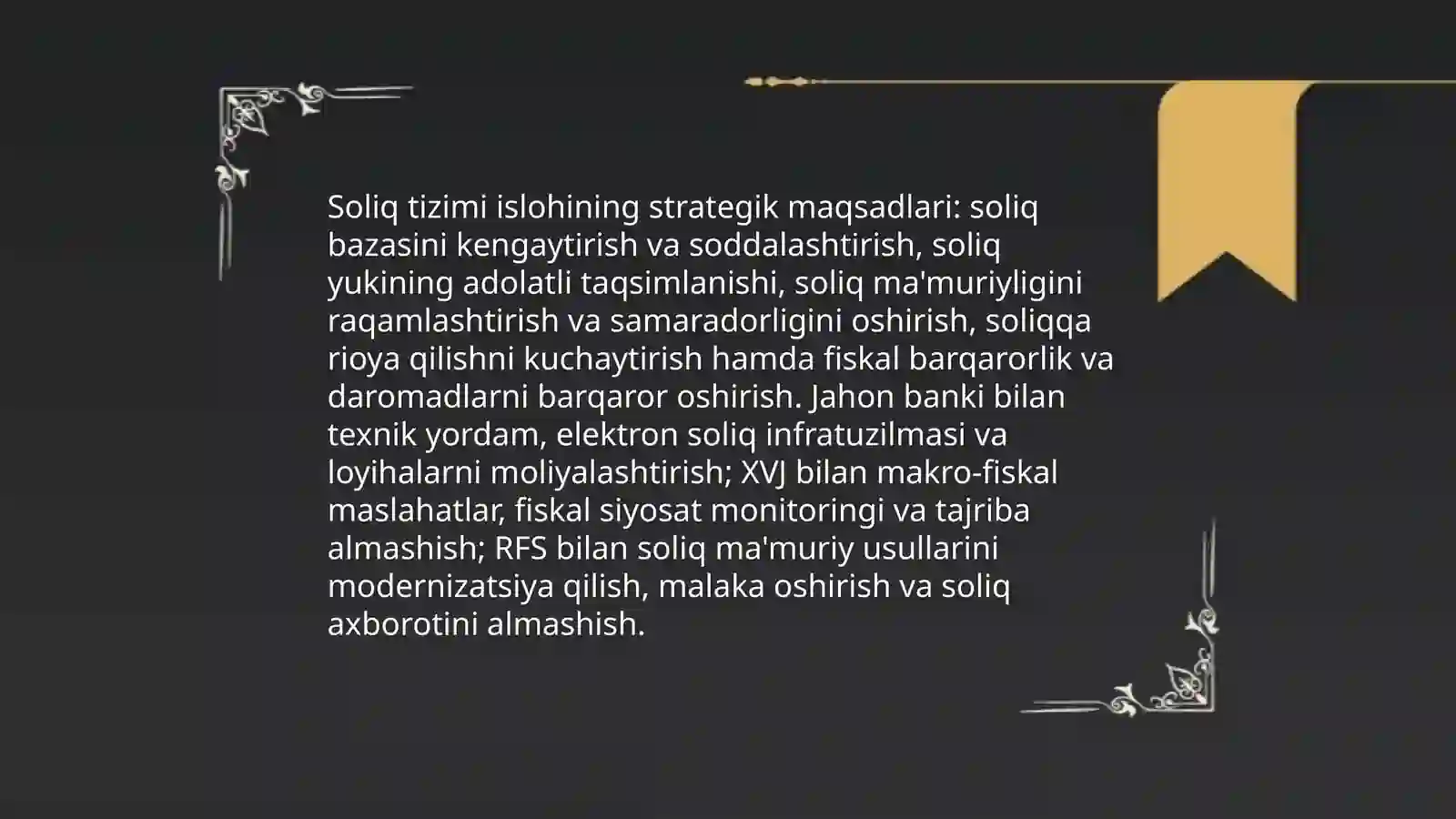 O‘zbekiston Respublikasi Hukumatining soliq tizimi islohi yuzasidan Jahon banki bilan 3