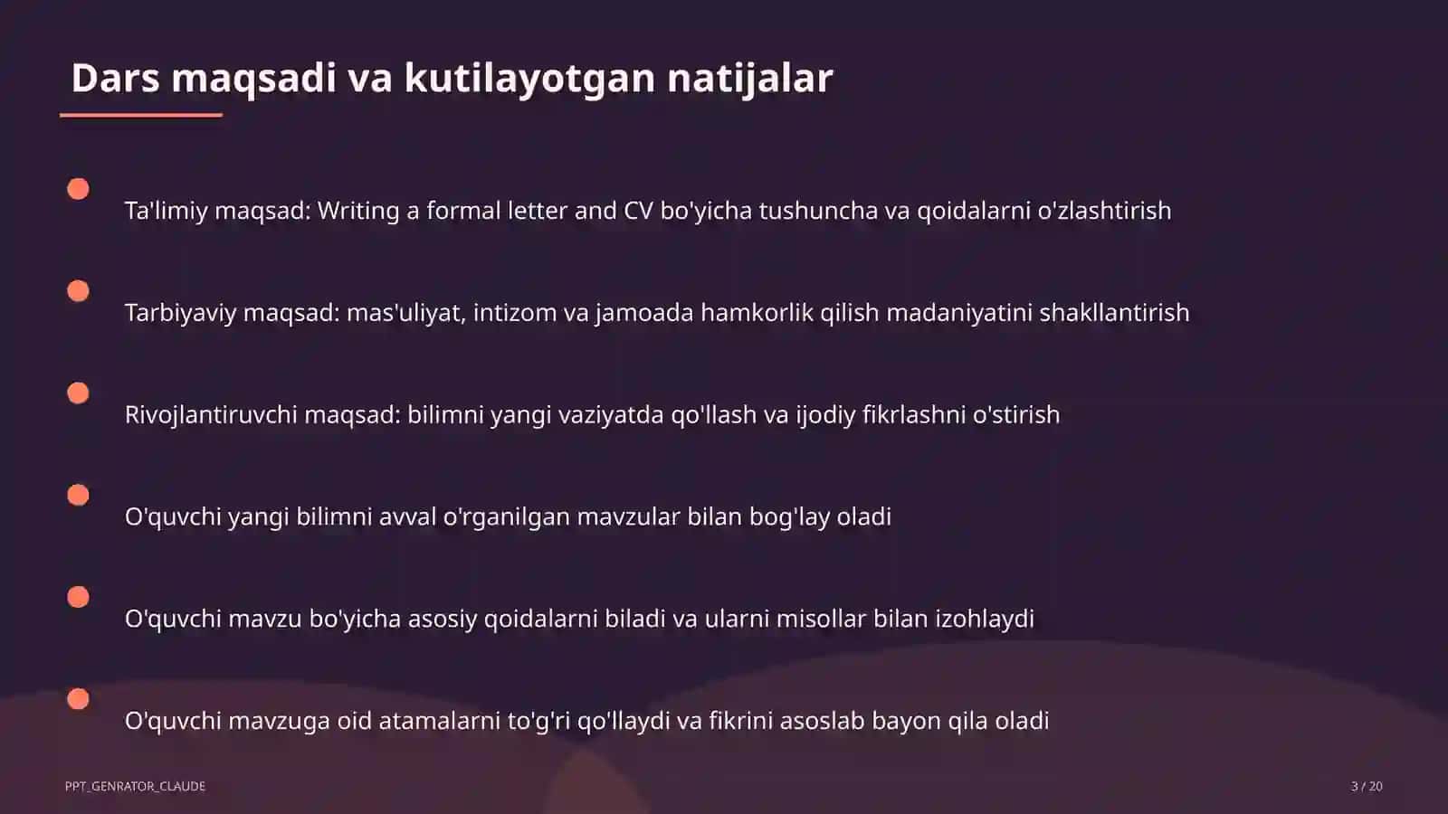 Writing a formal letter and CV (10-sinf) 3