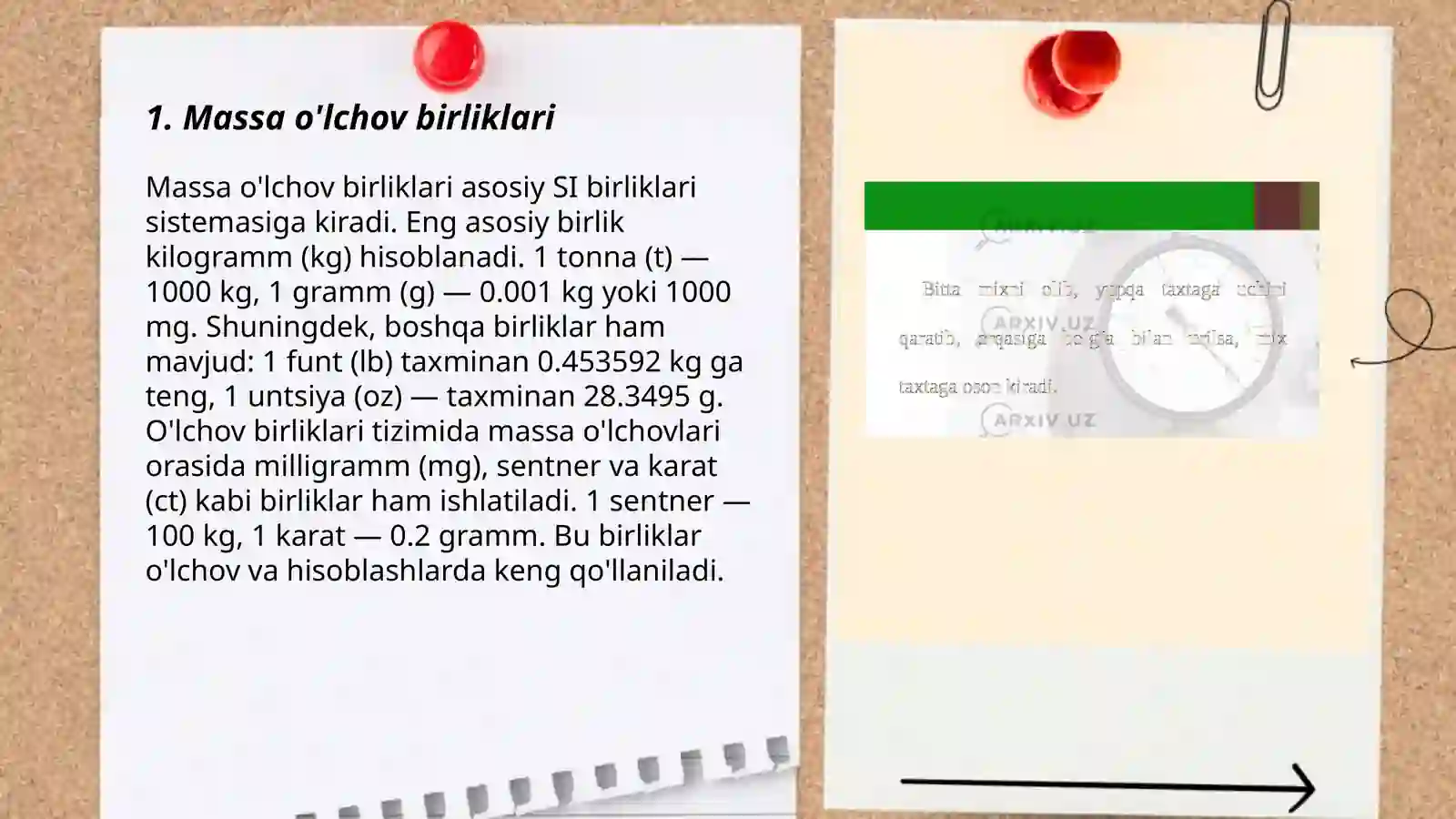 Massa va sigim o'lchov birliklari 3