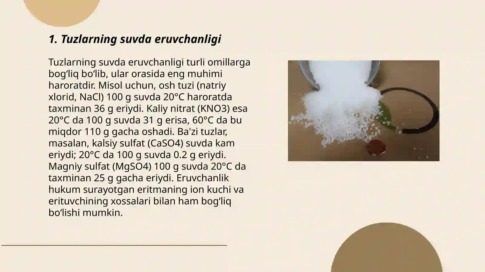 Tuzlarning suvda eruvchanligi 3