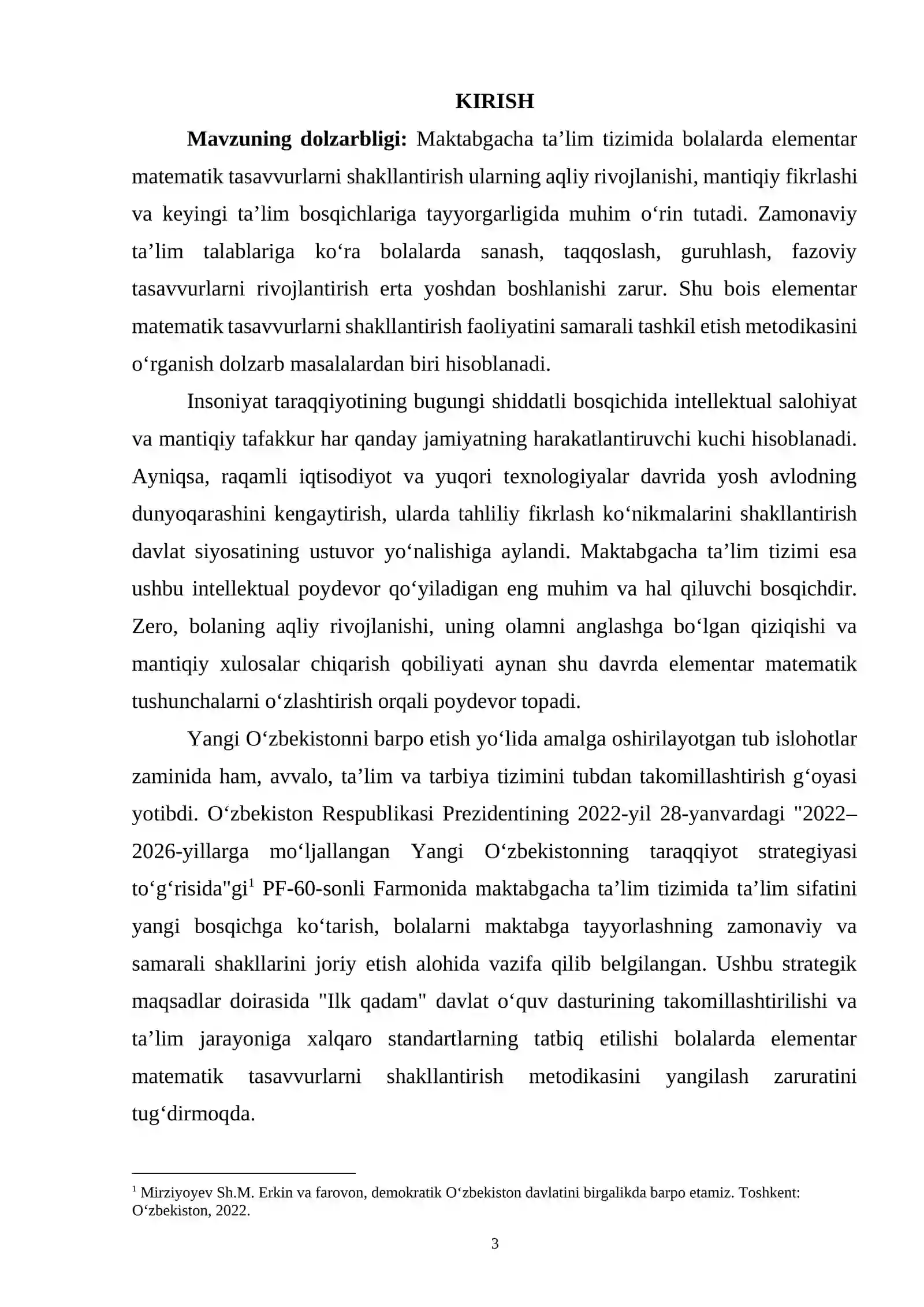 Elementar matematik tasavvurlarni shakllantrish faoliyatini o’tkazish metodikasi 3