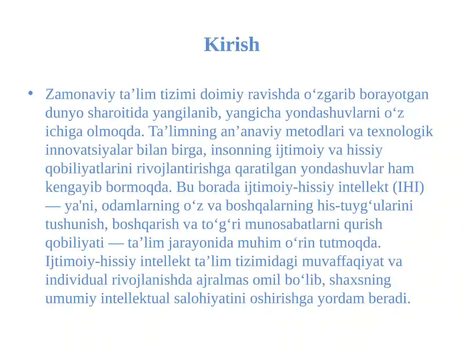 Zamonaviy ta'limdagi ijtimoiy-hissiy intellektning tutgan o'rni 3