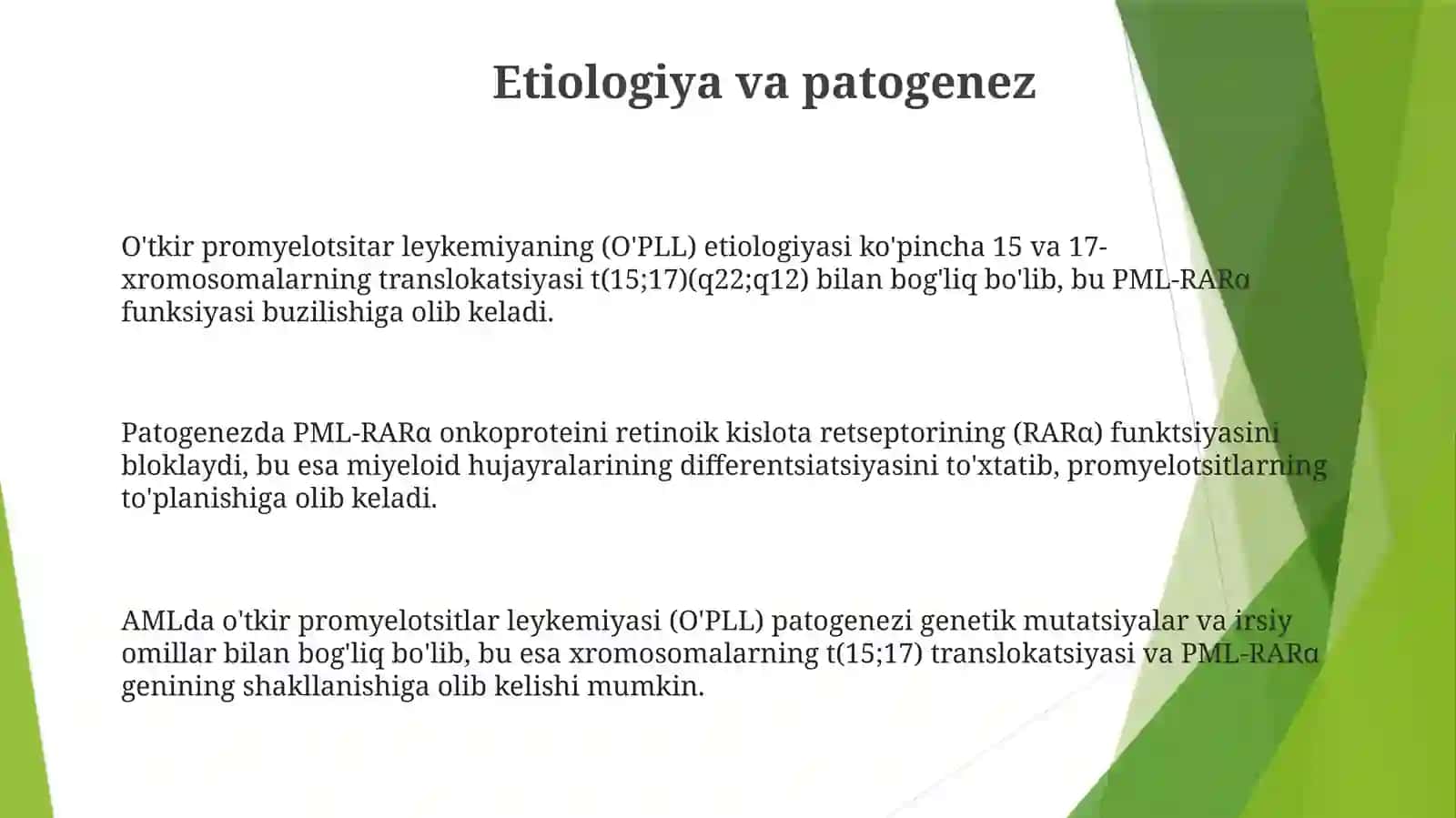 O'tkirpromielotsitarleykozetiologiyapatogenezklinikadavolashprinsiplari 3