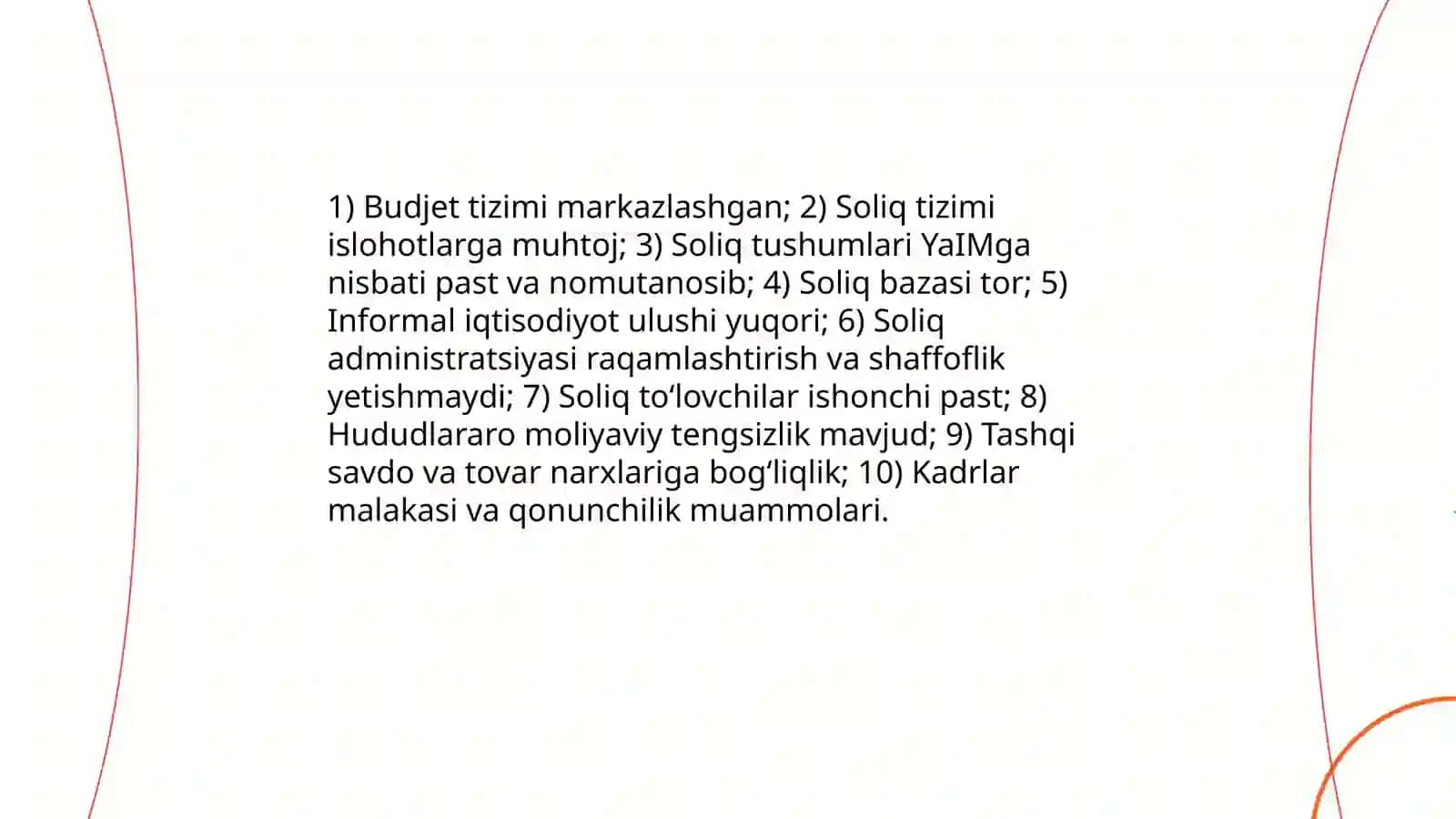 O'zbekistonda budjet va soliq tizimini takomillashtirish masalalari taqdimot 3