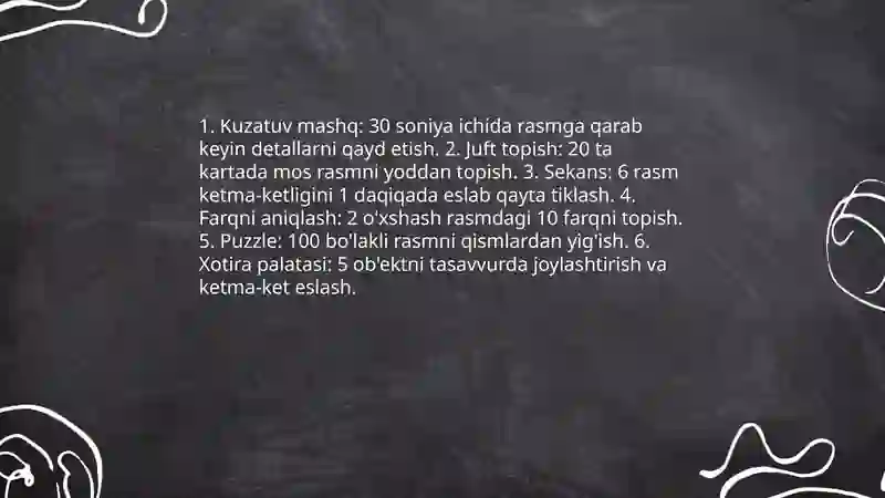 Xotirani rivojlantiruvchi psixologik mashgʻulotlar 3