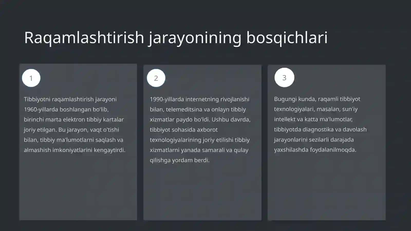 Tibbiyotni raqamlashtirish zamonaviy axborot texnalogiyalarining tibbiyotda qõllanilishi 3